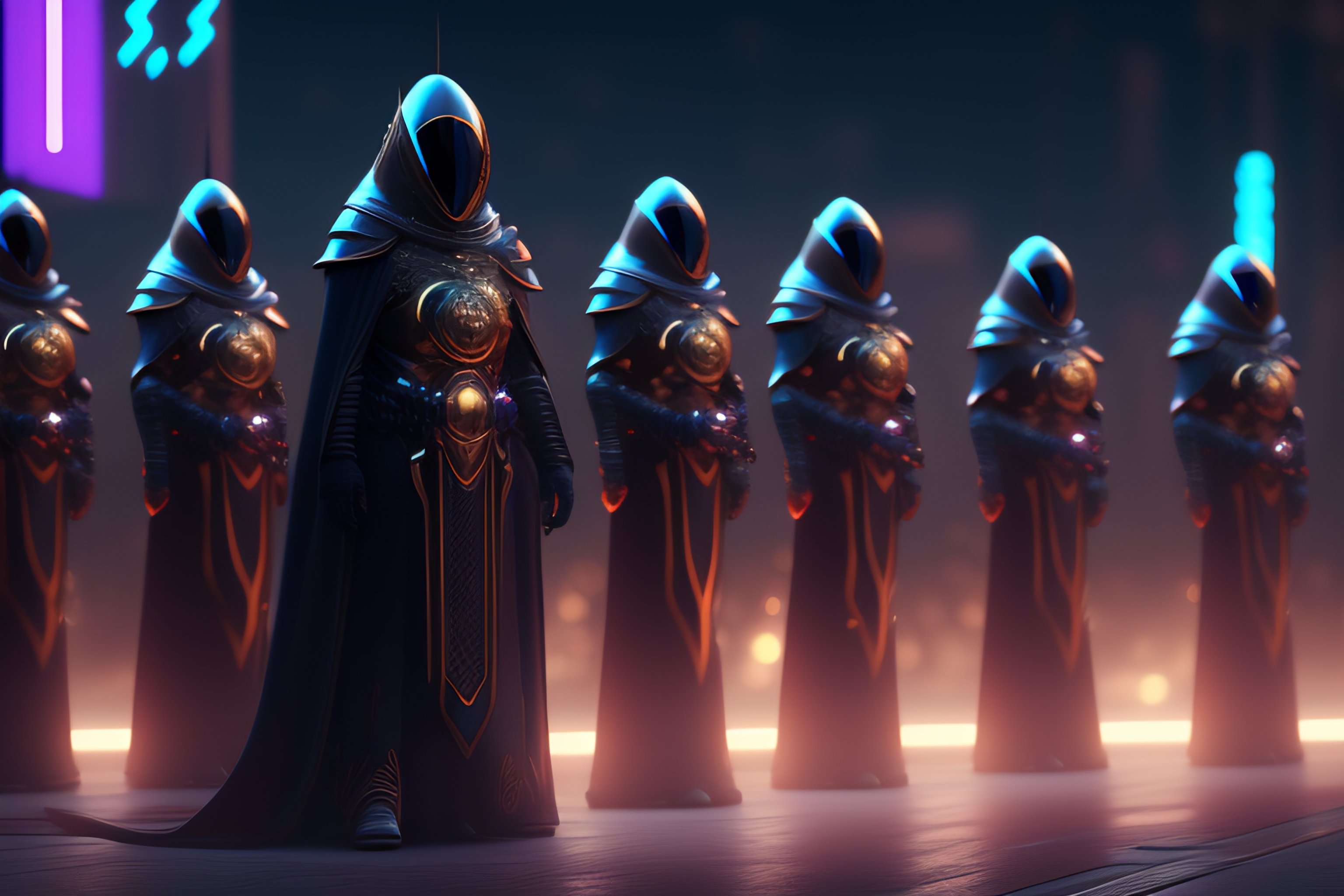 Lexica - Many different creepy alien race individuals in line of a ...