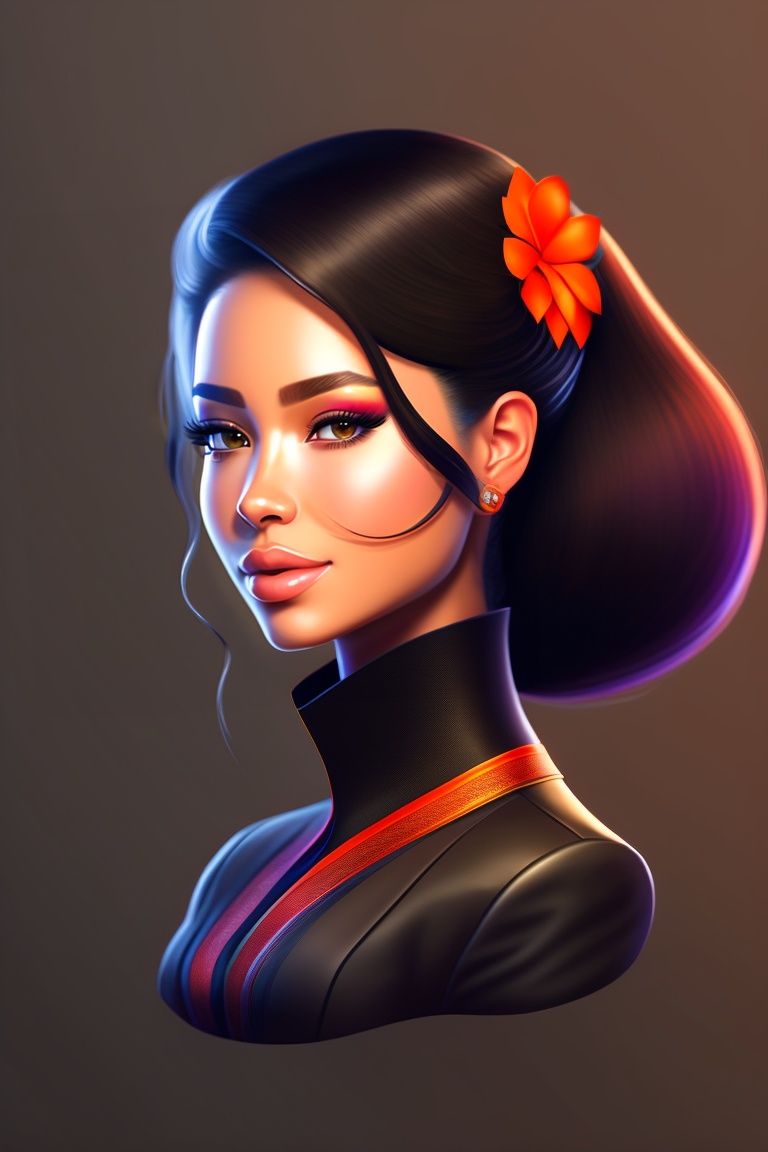 Lexica - Create a stylish female avatar for Behance, with black hair ...