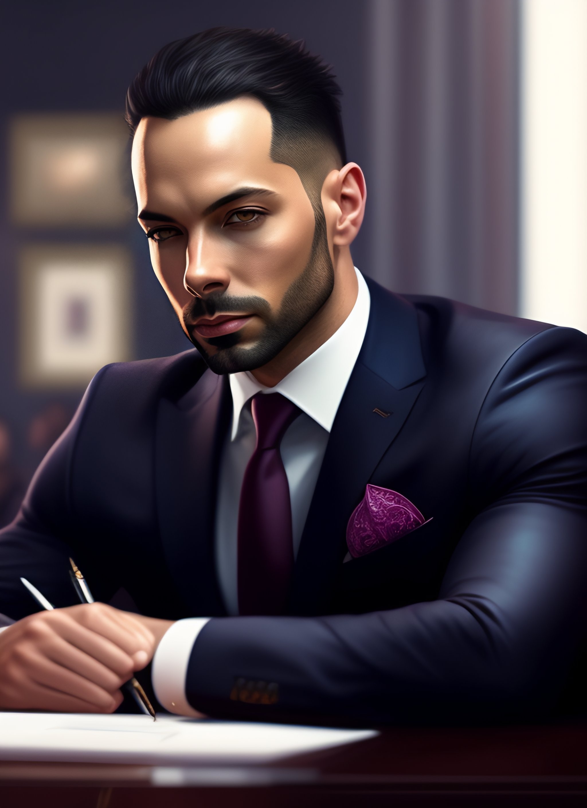 Lexica - A highly detailed illustration of Andrew Tate wearing a suit ...