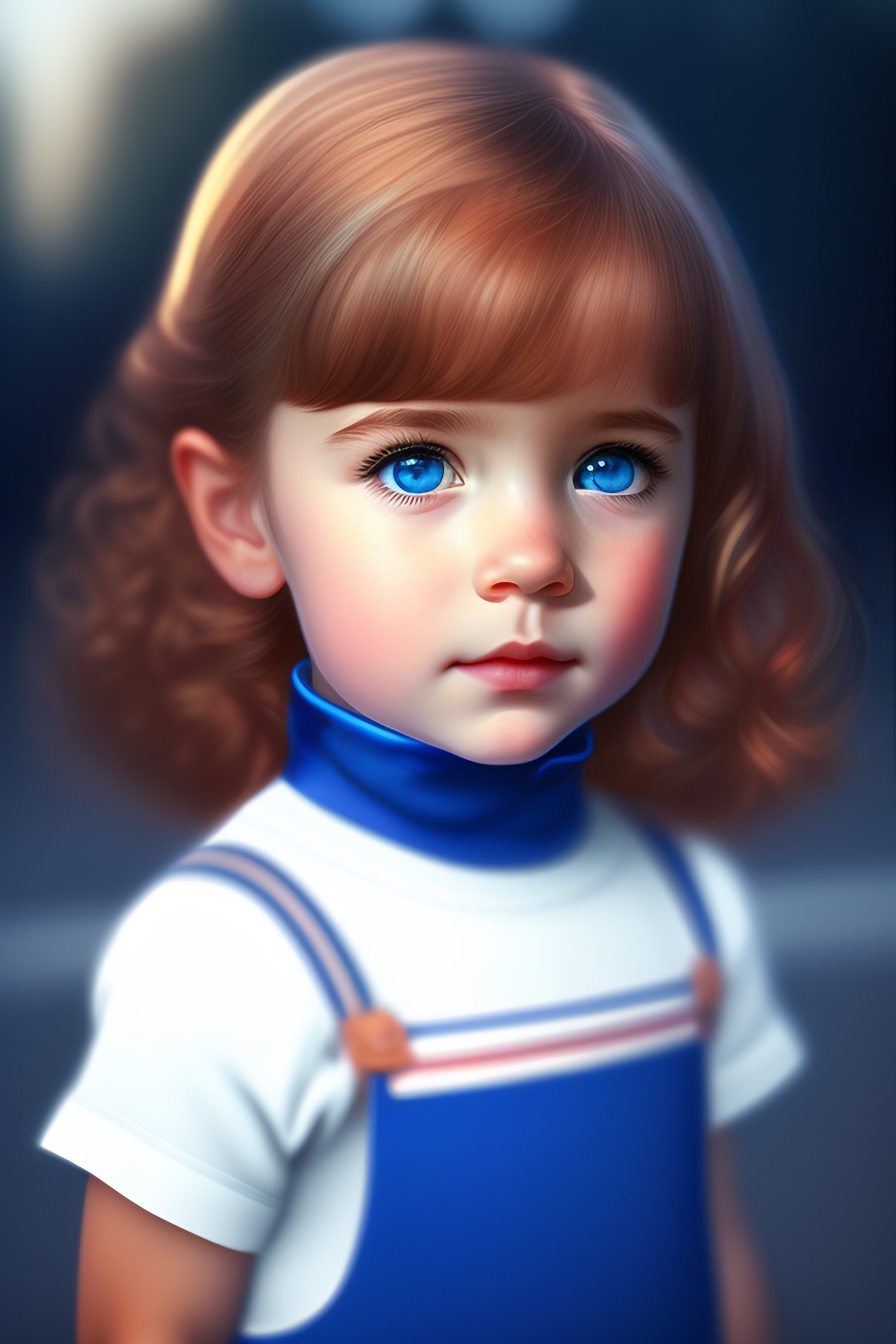 Lexica - Little girl, realistic, cute, modern, 3D, blue eyes