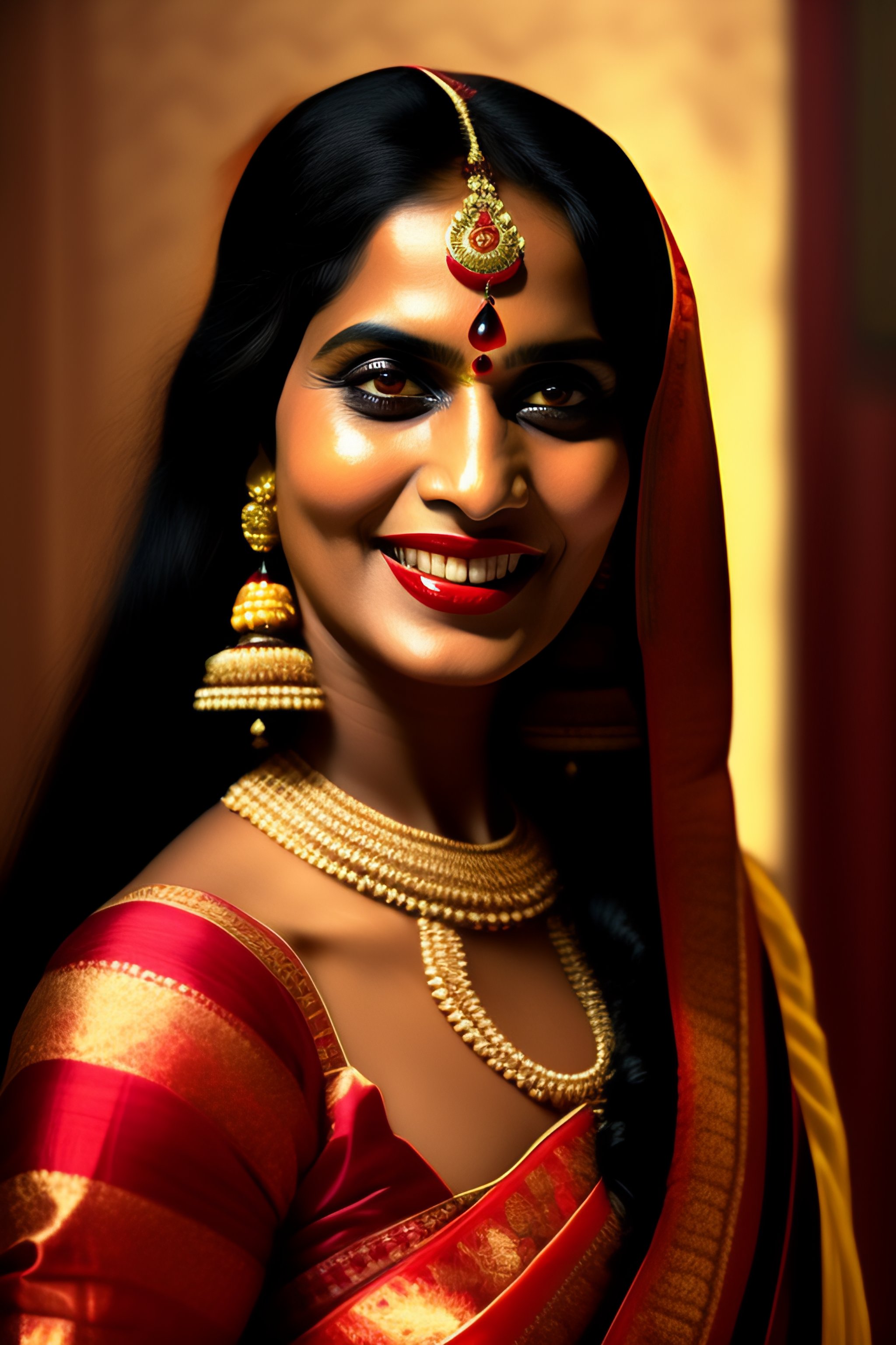 lexica-a-traditional-bengali-woman-evil-eyes-mouth-open-showing