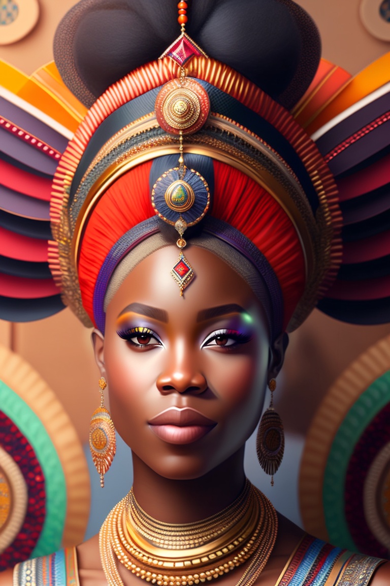 Lexica - A beautiful African queen with an elaborate feathered ...