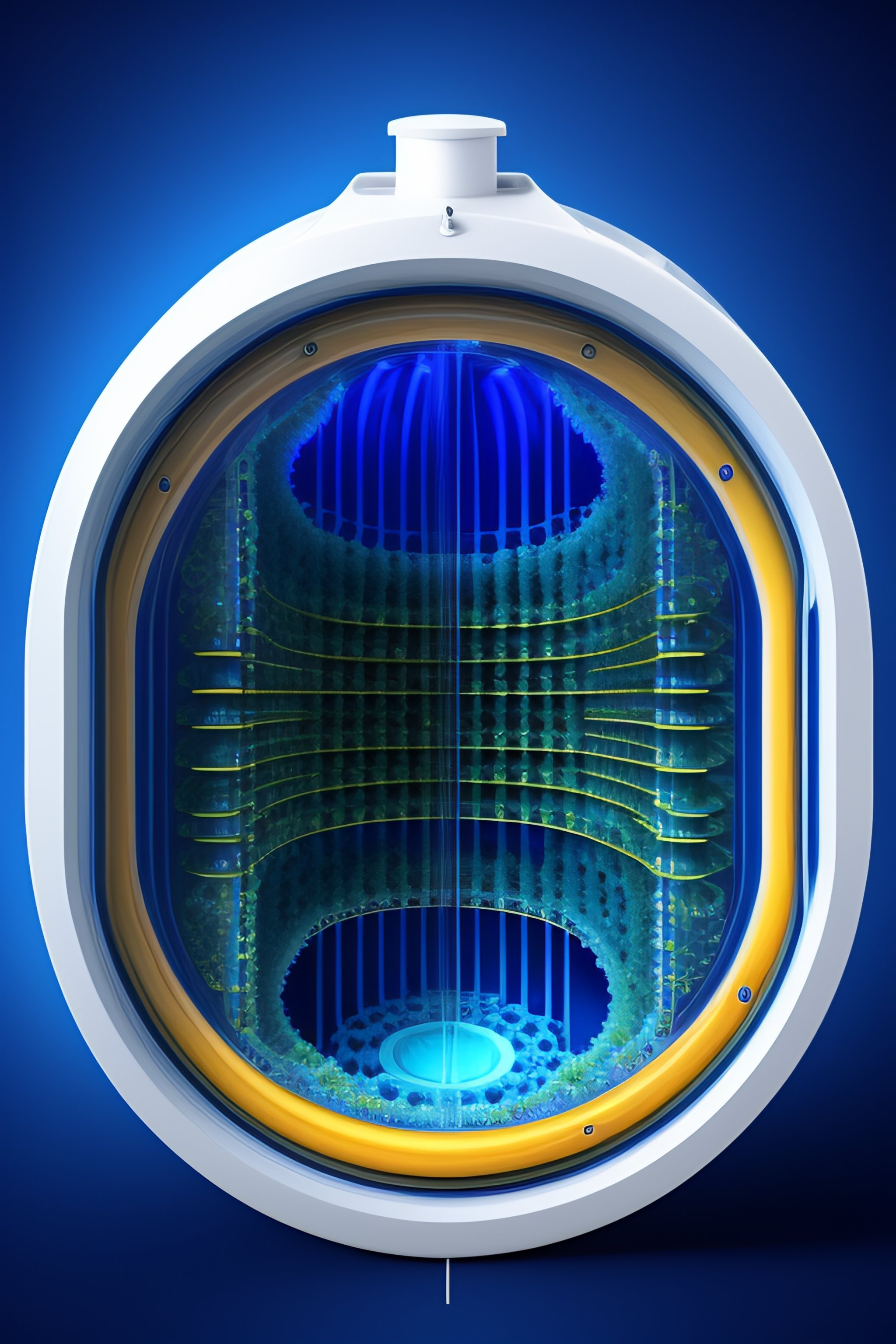 Lexica - Computer rendering inside of a cell organelle in deep blue theme