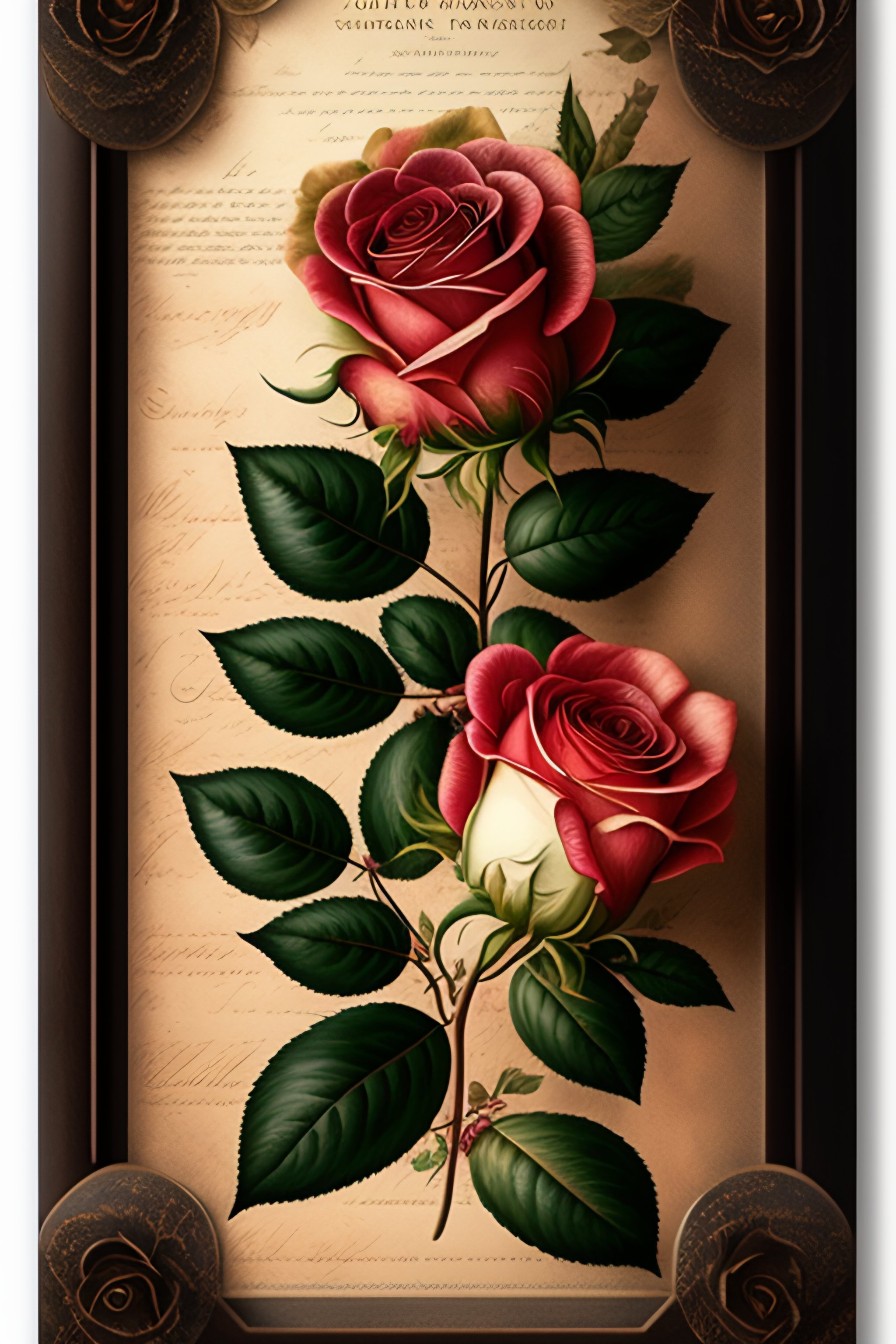 Lexica - Old parchment paper high quality with transparent dark roses ...