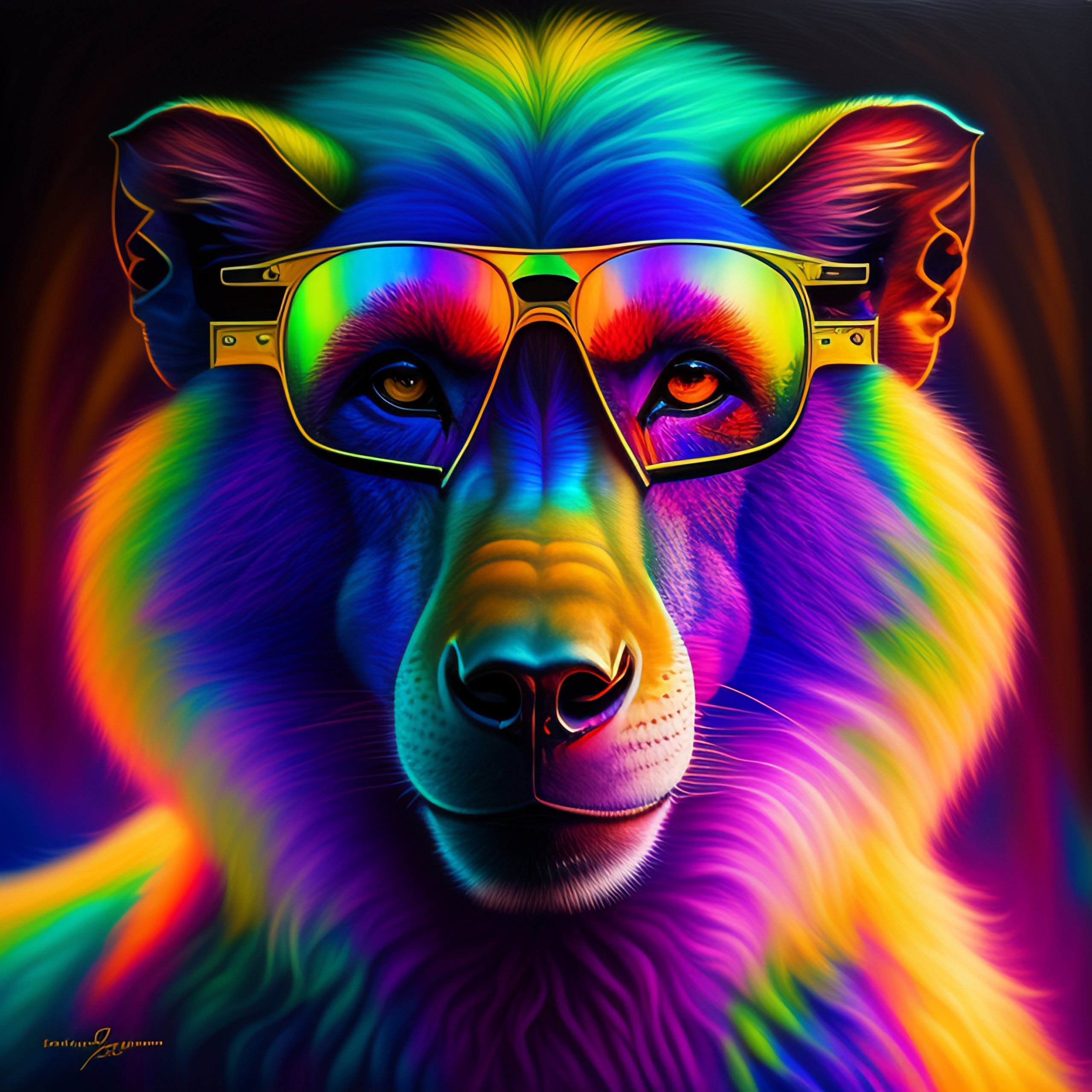 Lexica - Neon baboon spirit animal wearing sunglasses by GEOGLYPHIKS by ...