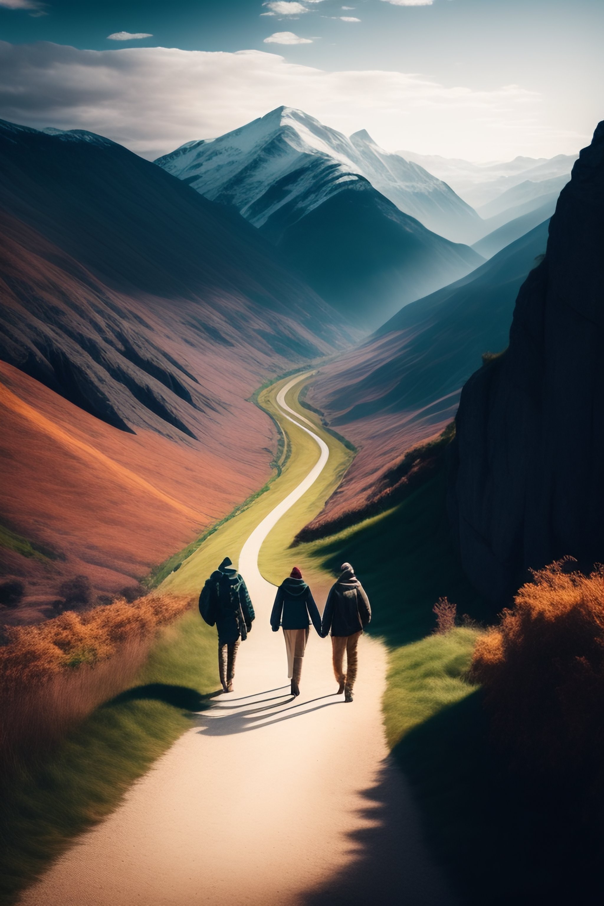 Lexica - Make a book cover where you can see a group of people walking ...