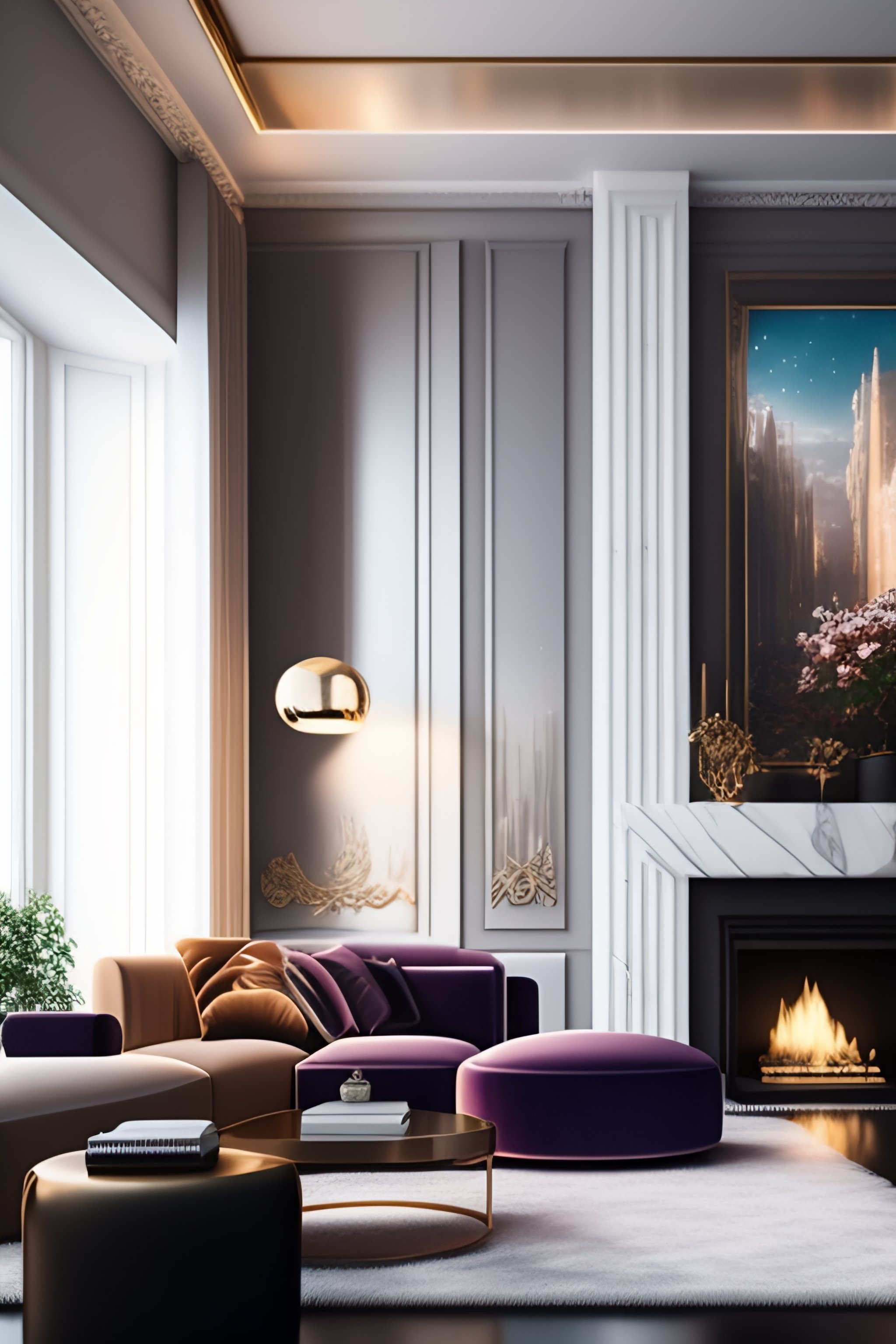 Lexica - Wide angle shot of Beautiful fantasy living room made from ...