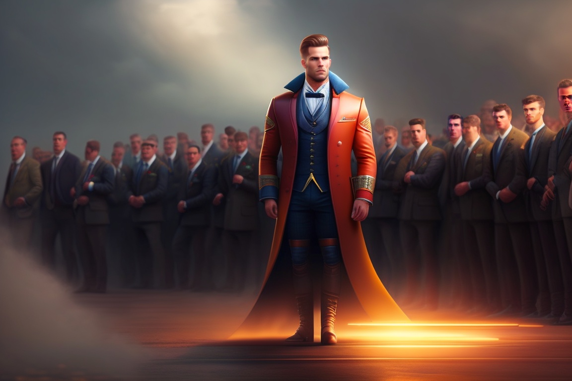 Lexica - A gallant man standing in the crowd, with a proud heart to ...