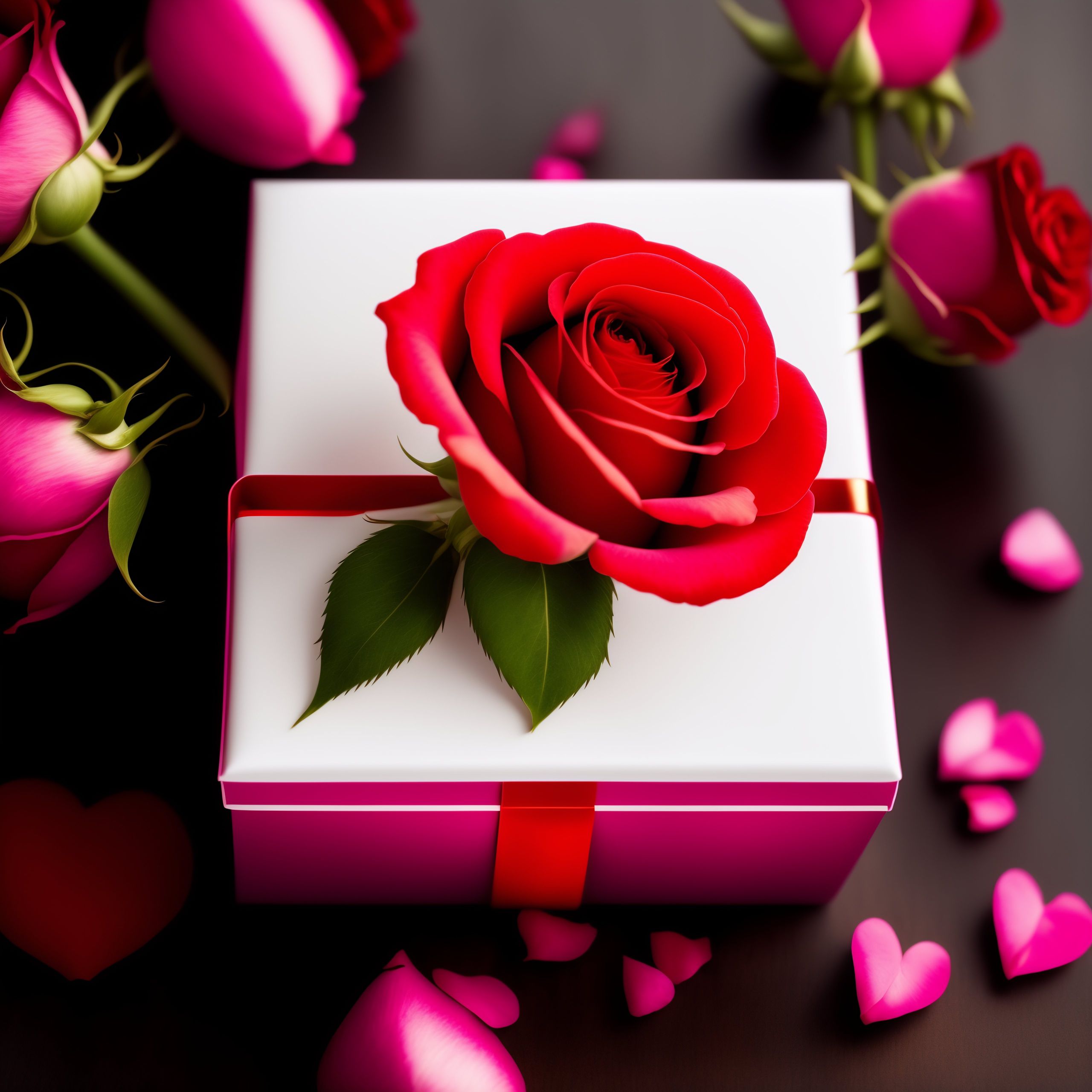 Lexica - Valentines day card with gift box and rose flowers