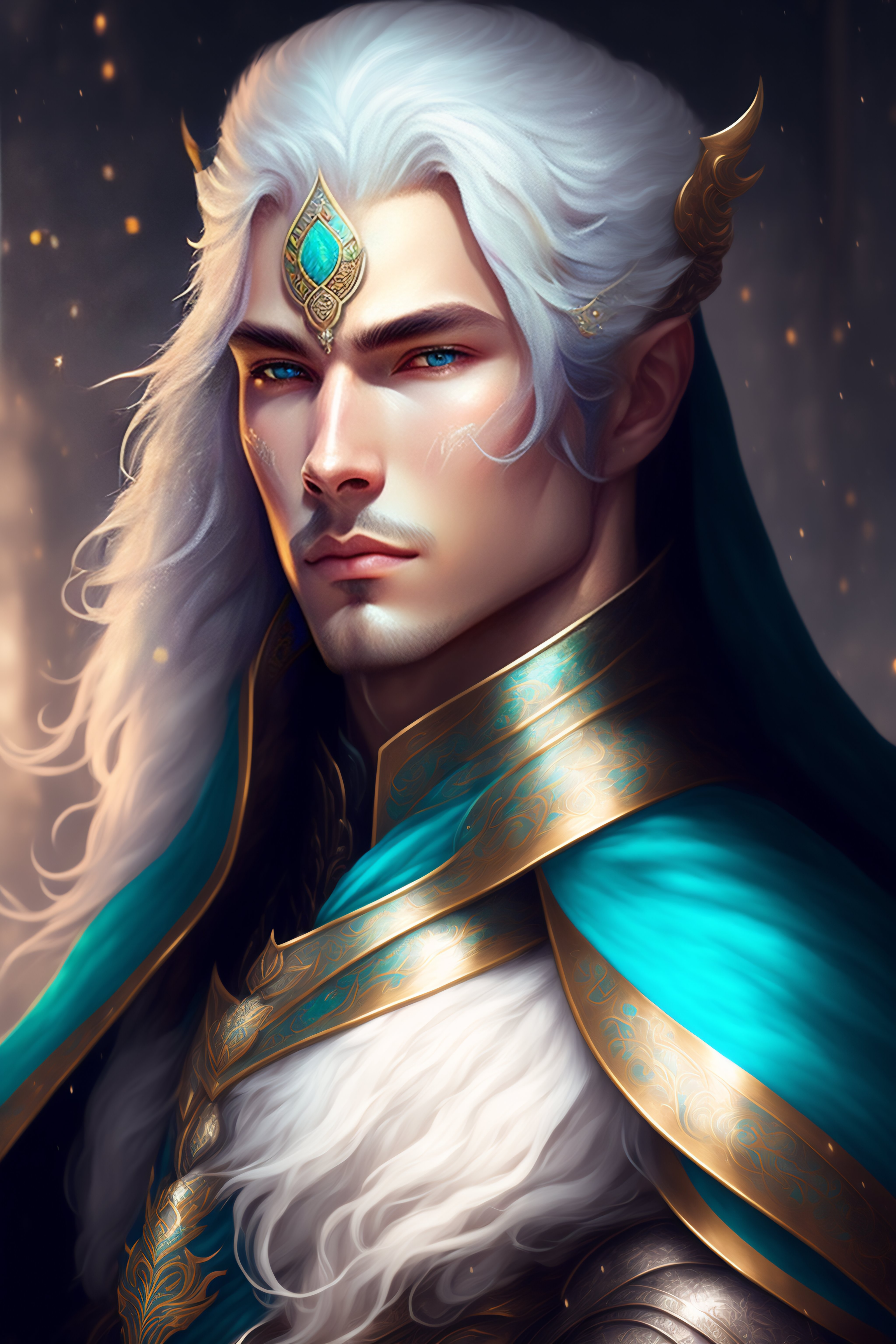 Lexica - Half length portrait of a handsome male snow elf in a ...