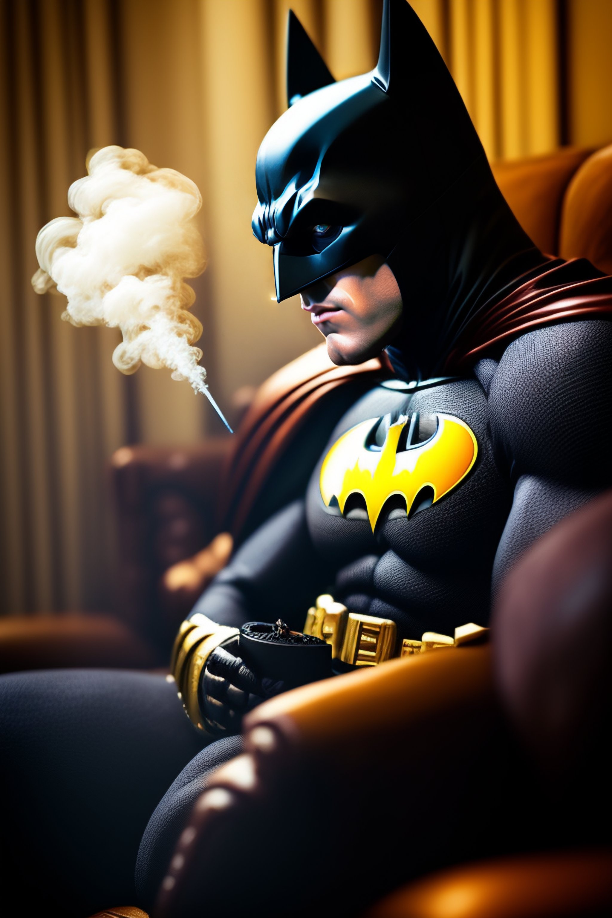 Lexica - Batman smoking on sofa
