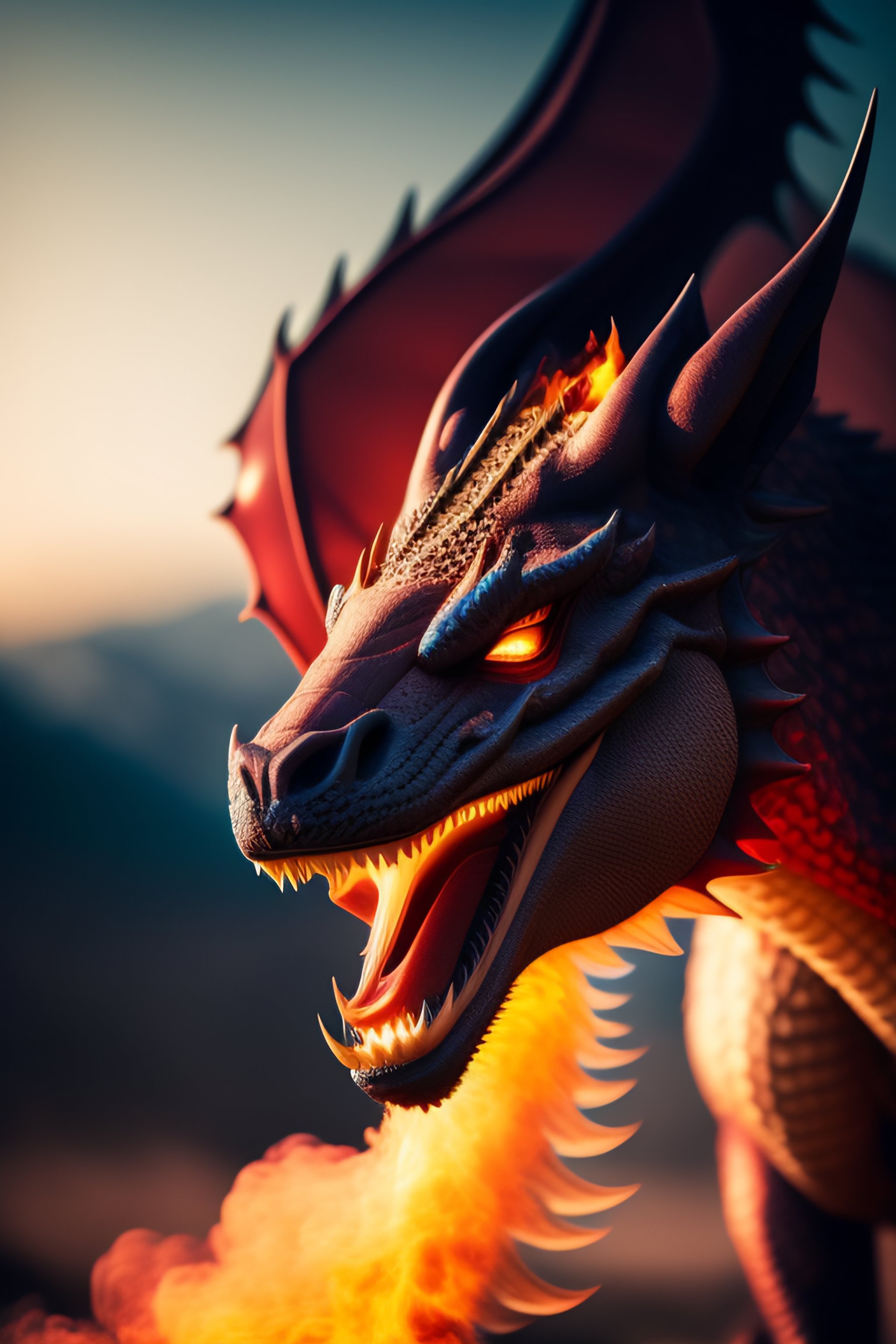 Lexica - A fierce dragon breathing fire.