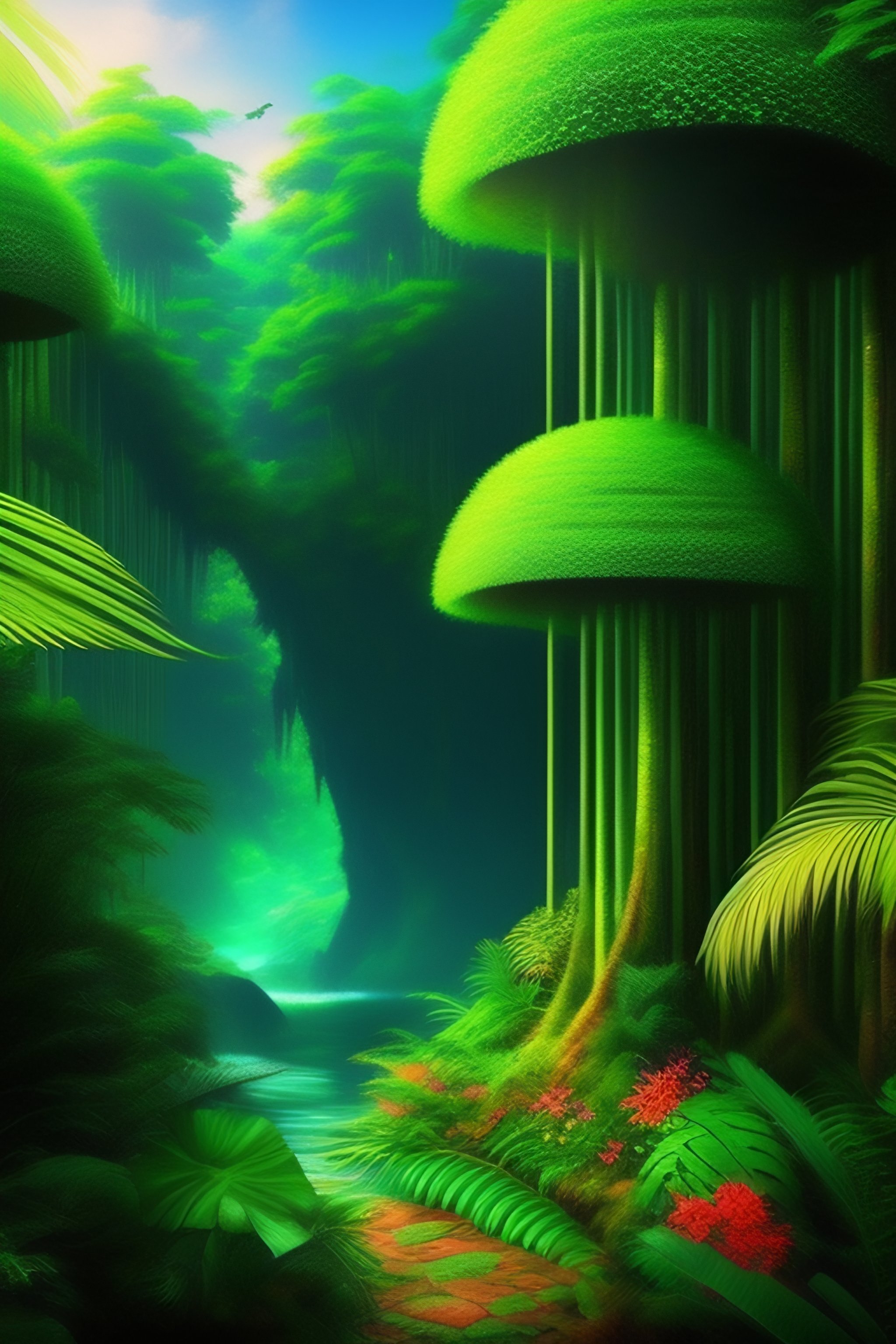 Lexica Can you give me 3d art under the words Verdant This means