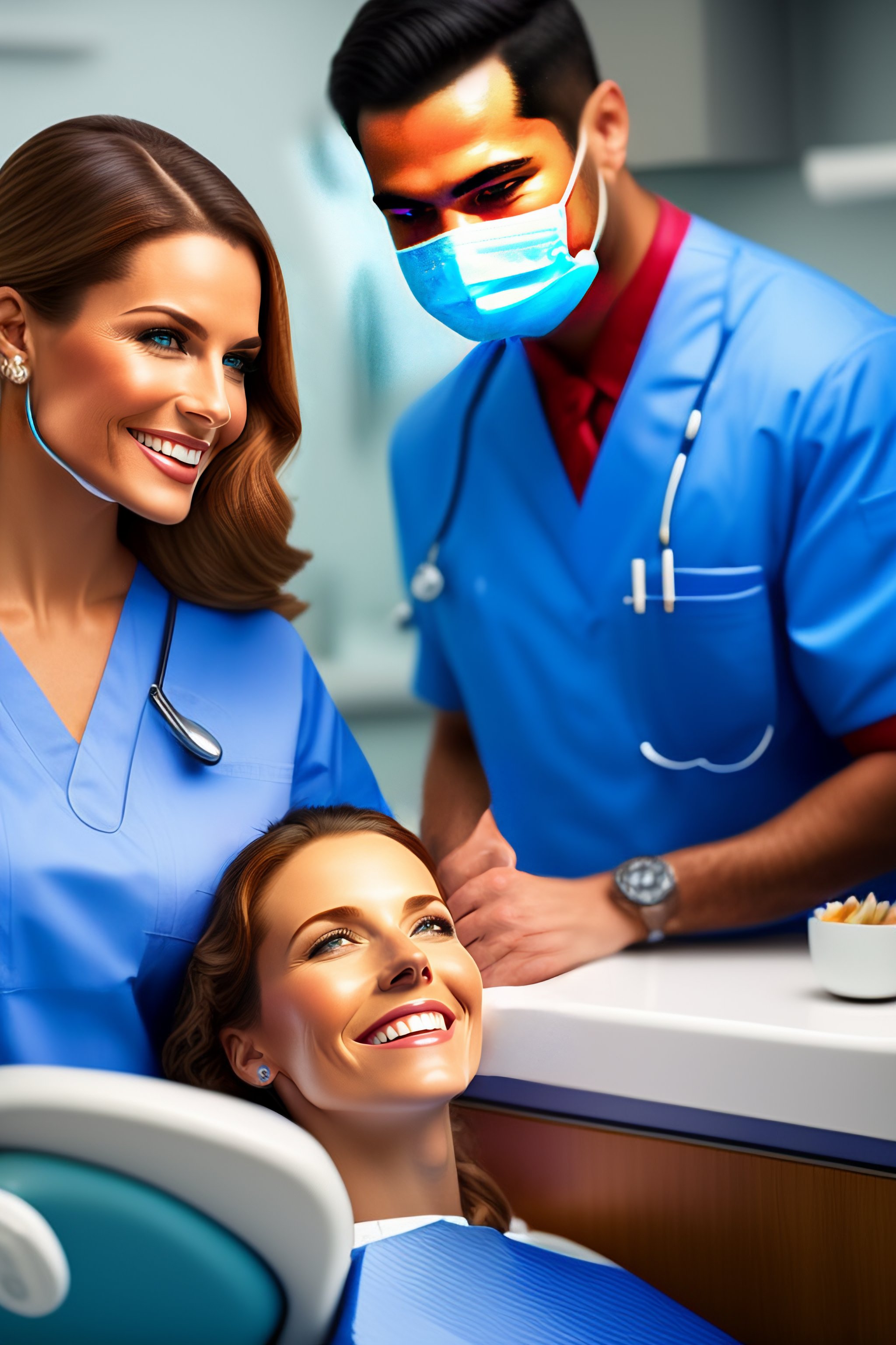 Lexica A dental assistant near a dentist