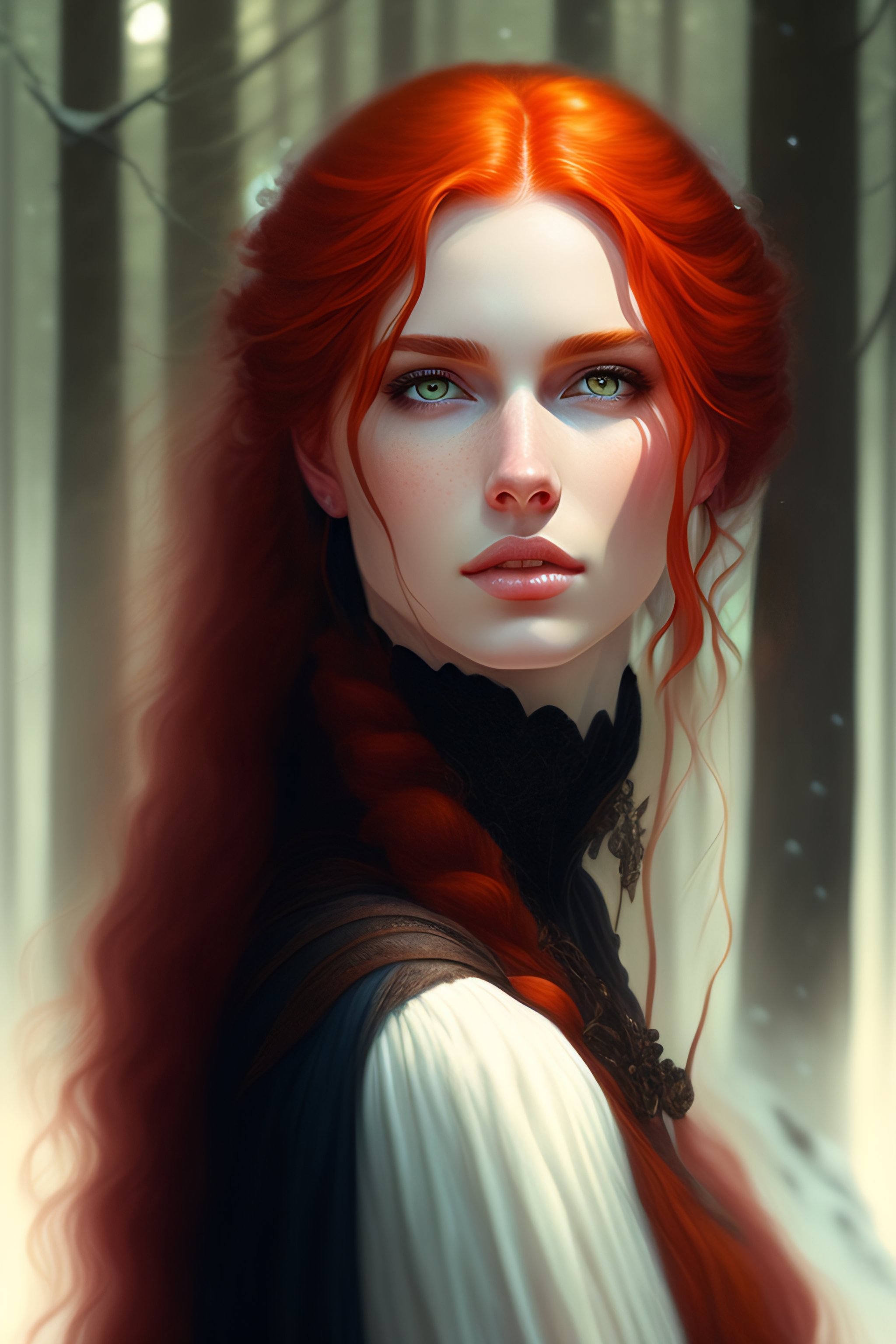 Lexica - Realistic detailed waist portrait of a beautiful red hair girl