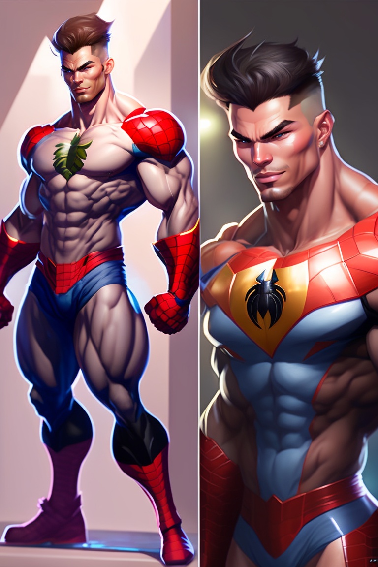 Lexica - Full body potrait of super muscular ripped body as spiderman ...