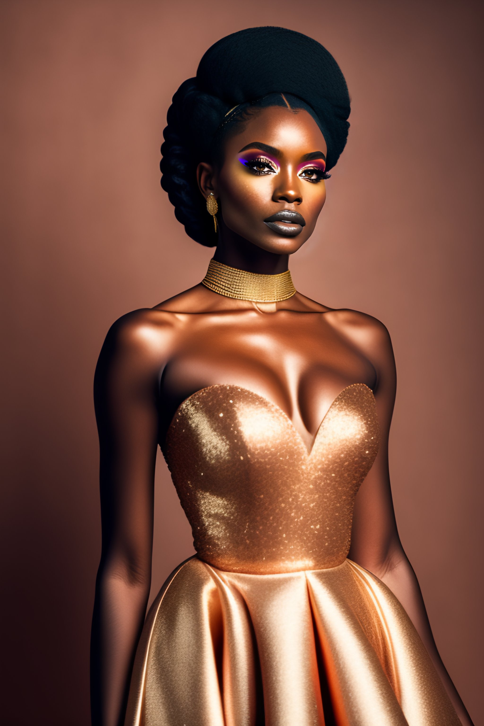 Gold dress clearance on dark skin