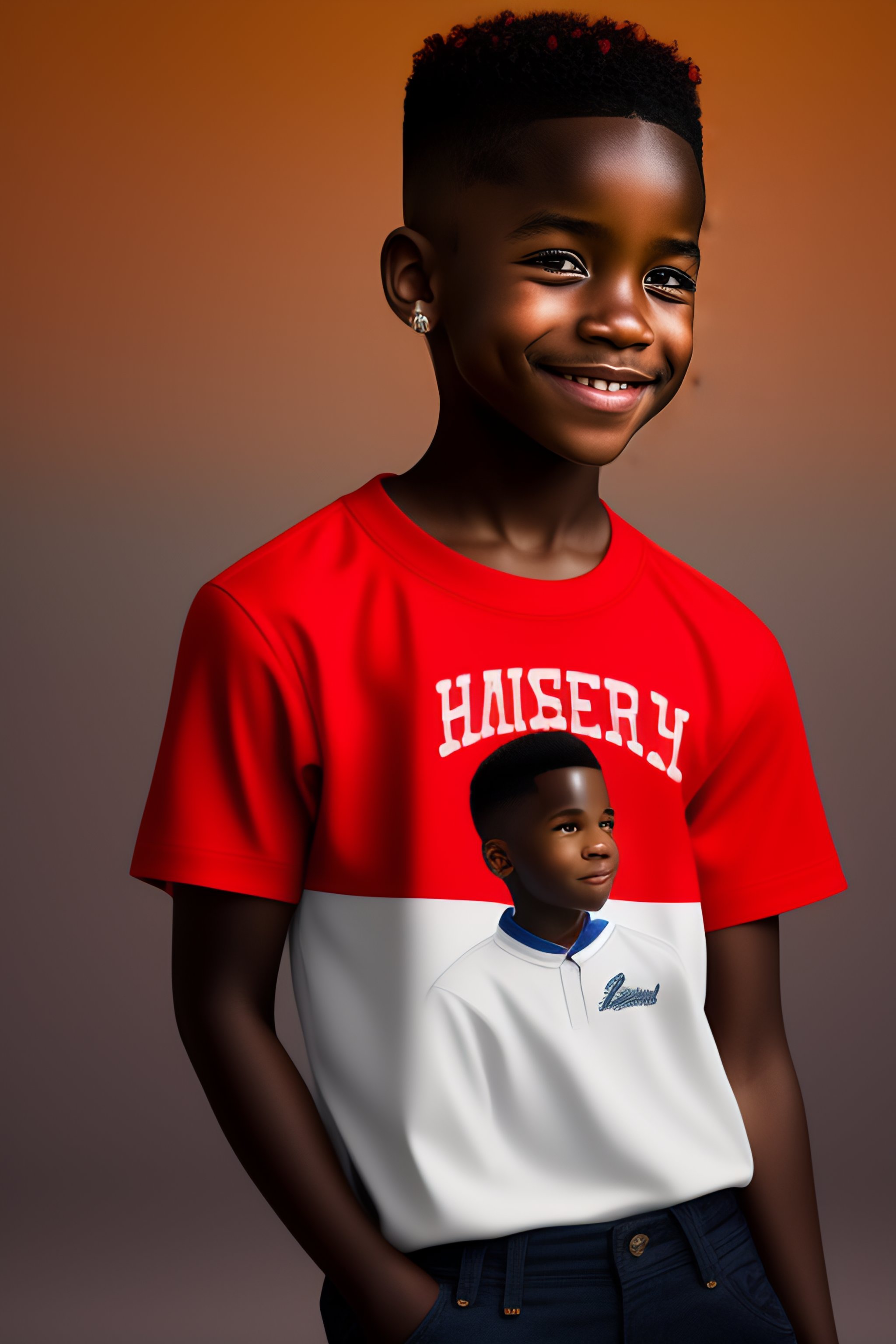 Lexica Melanin african american american boy with red shirt and black