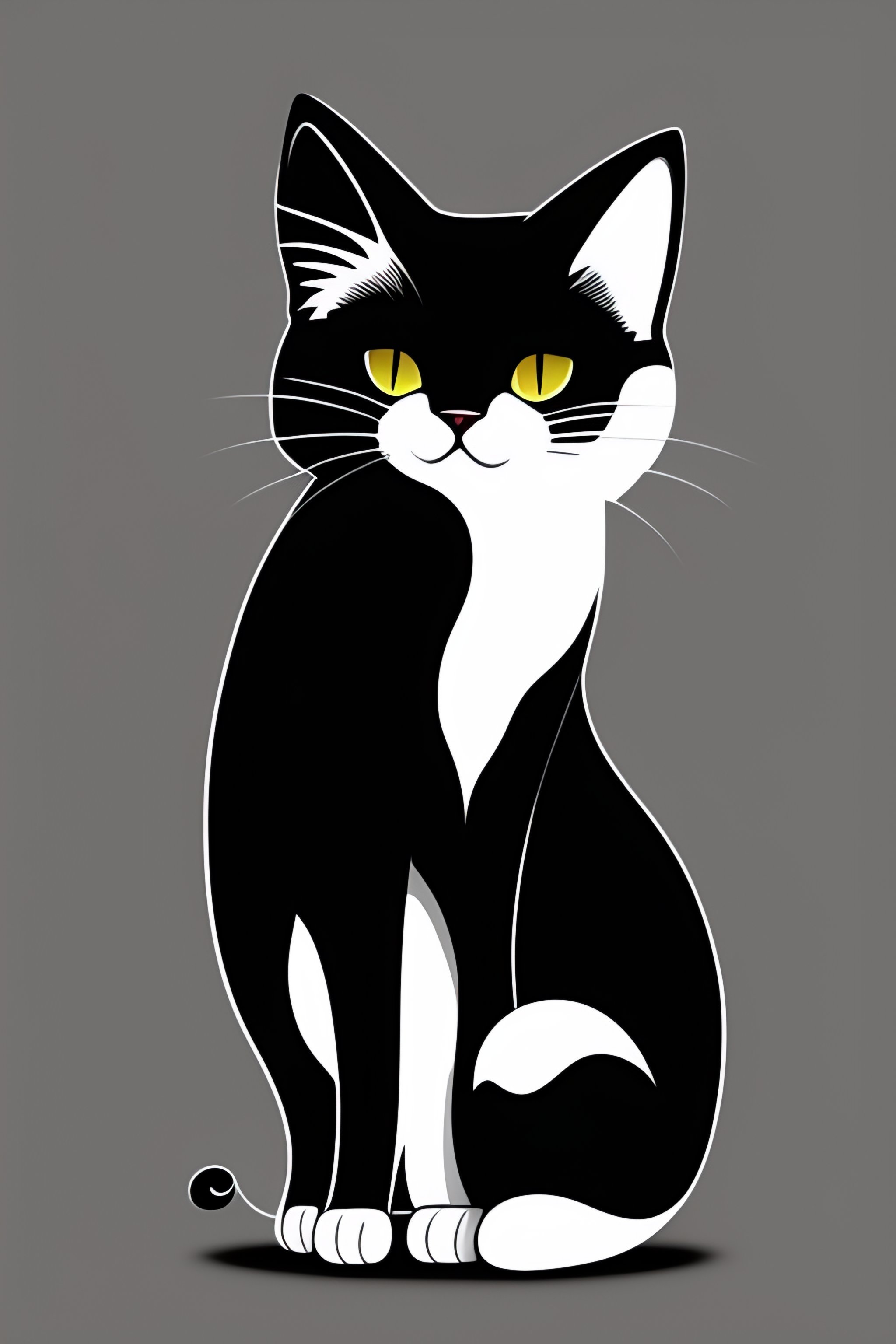 Lexica - A flat simple black and white character design of a cute cat ...