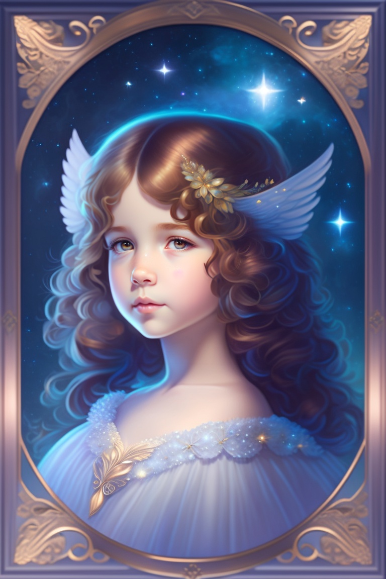 Lexica - A cute little girl with shoulder length curly brown hair and ...