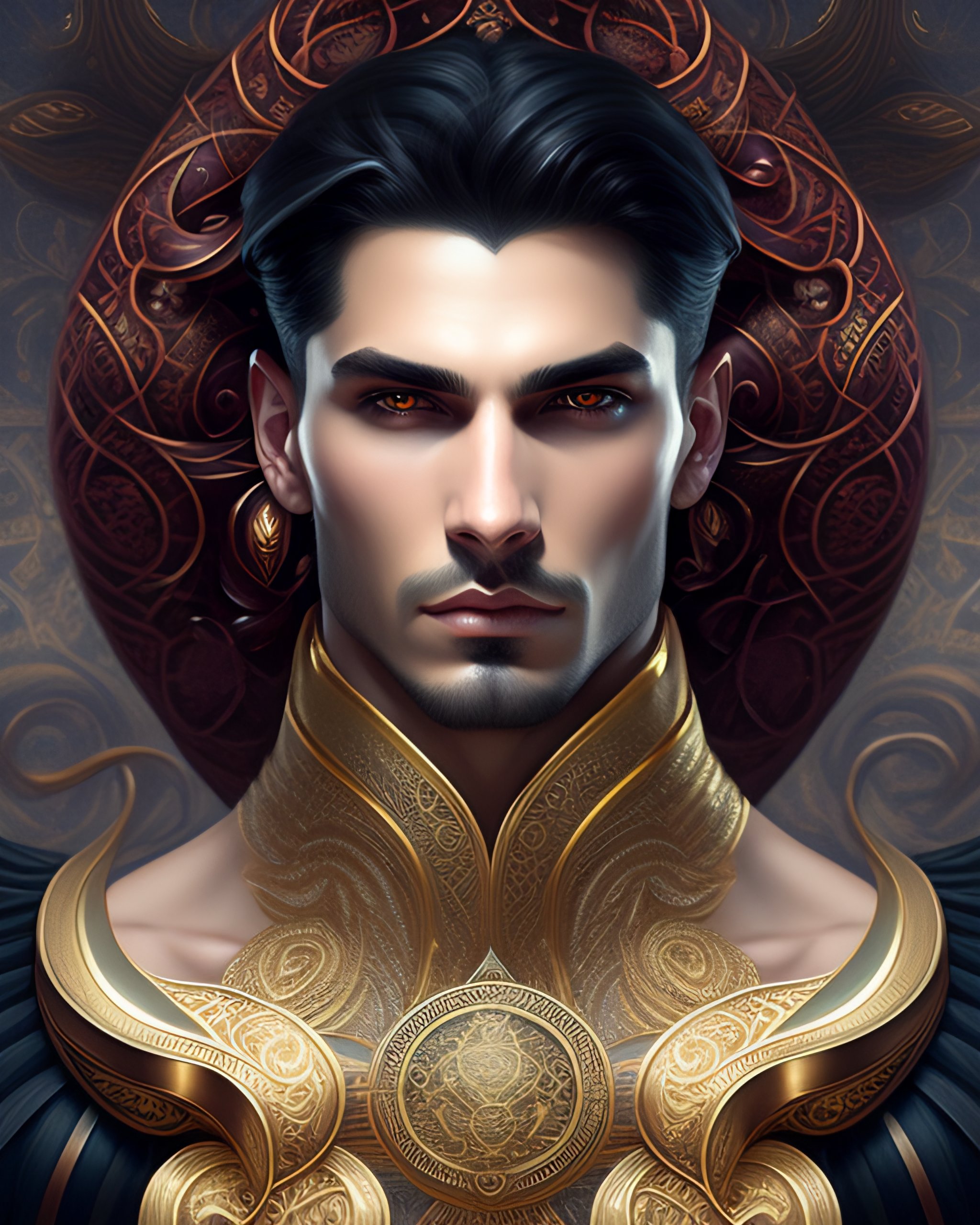 Lexica - Symmetry!! portrait of a man with snake hair, gothic, dark ...