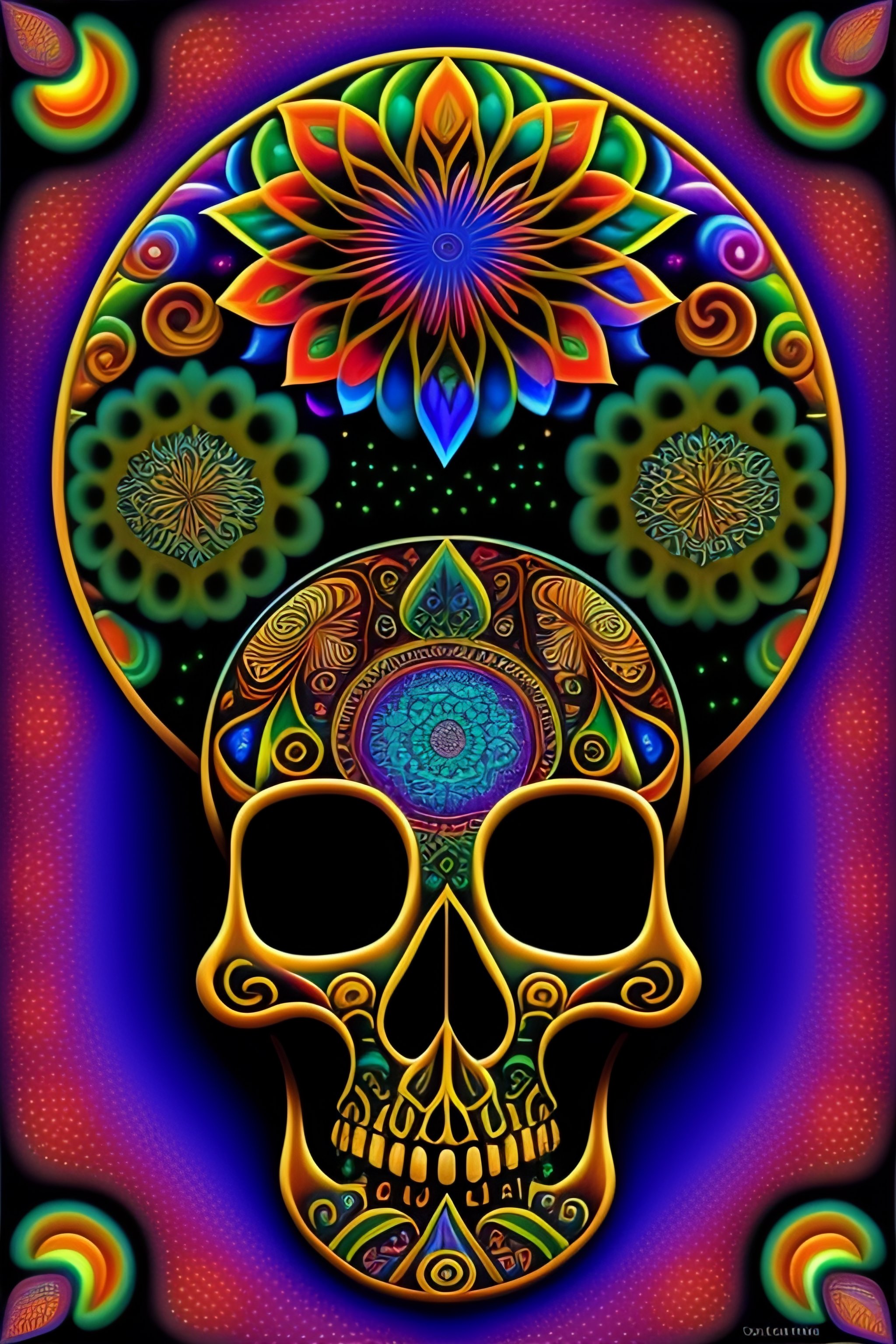 Lexica - Magic mushroom skull mandala style of alex grey