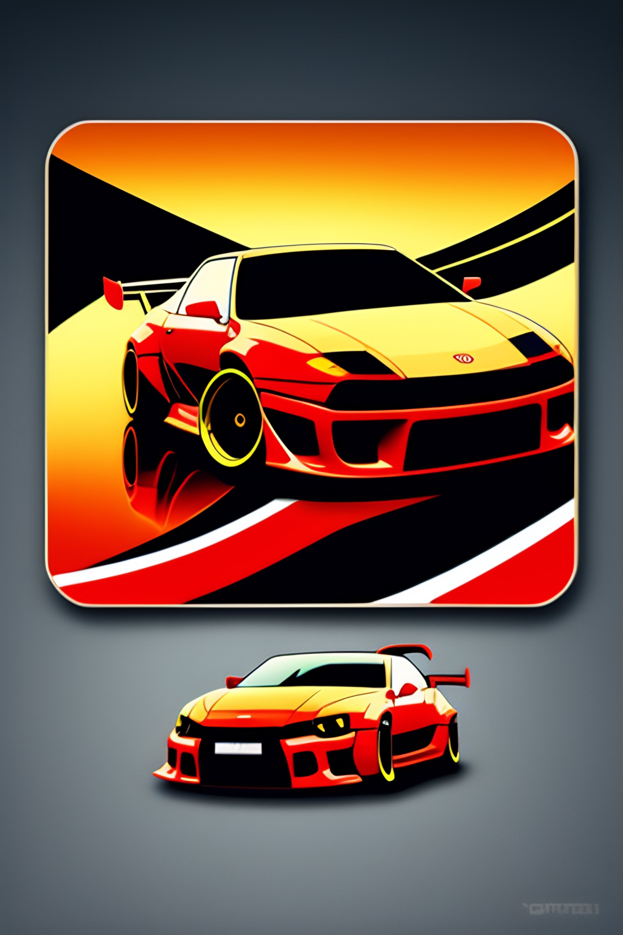 Lexica - Cartoon JDM car , sticker, initial d anime style, solid background  color