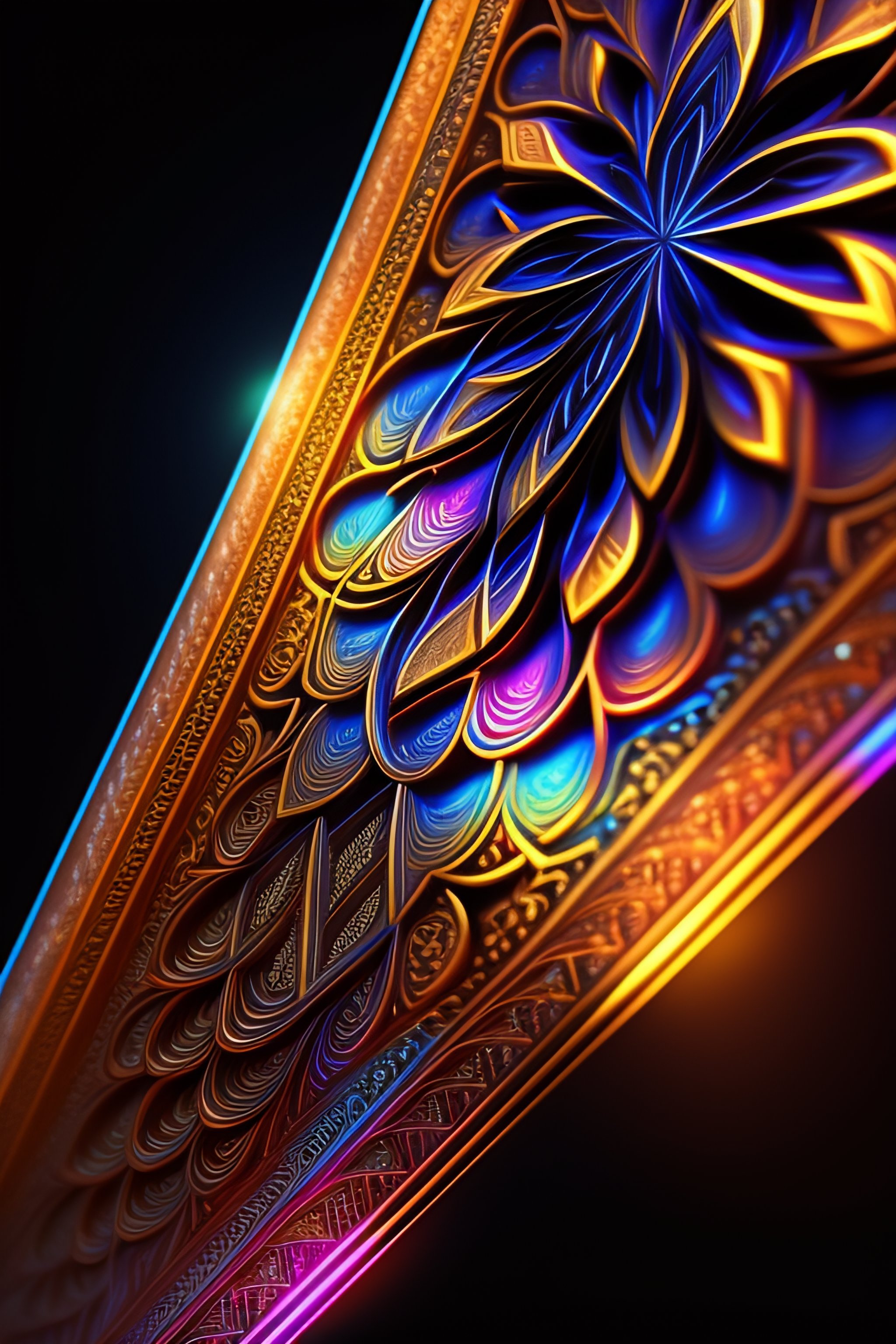 Lexica Geometric patterns fractal engraved in colorful metal 4K