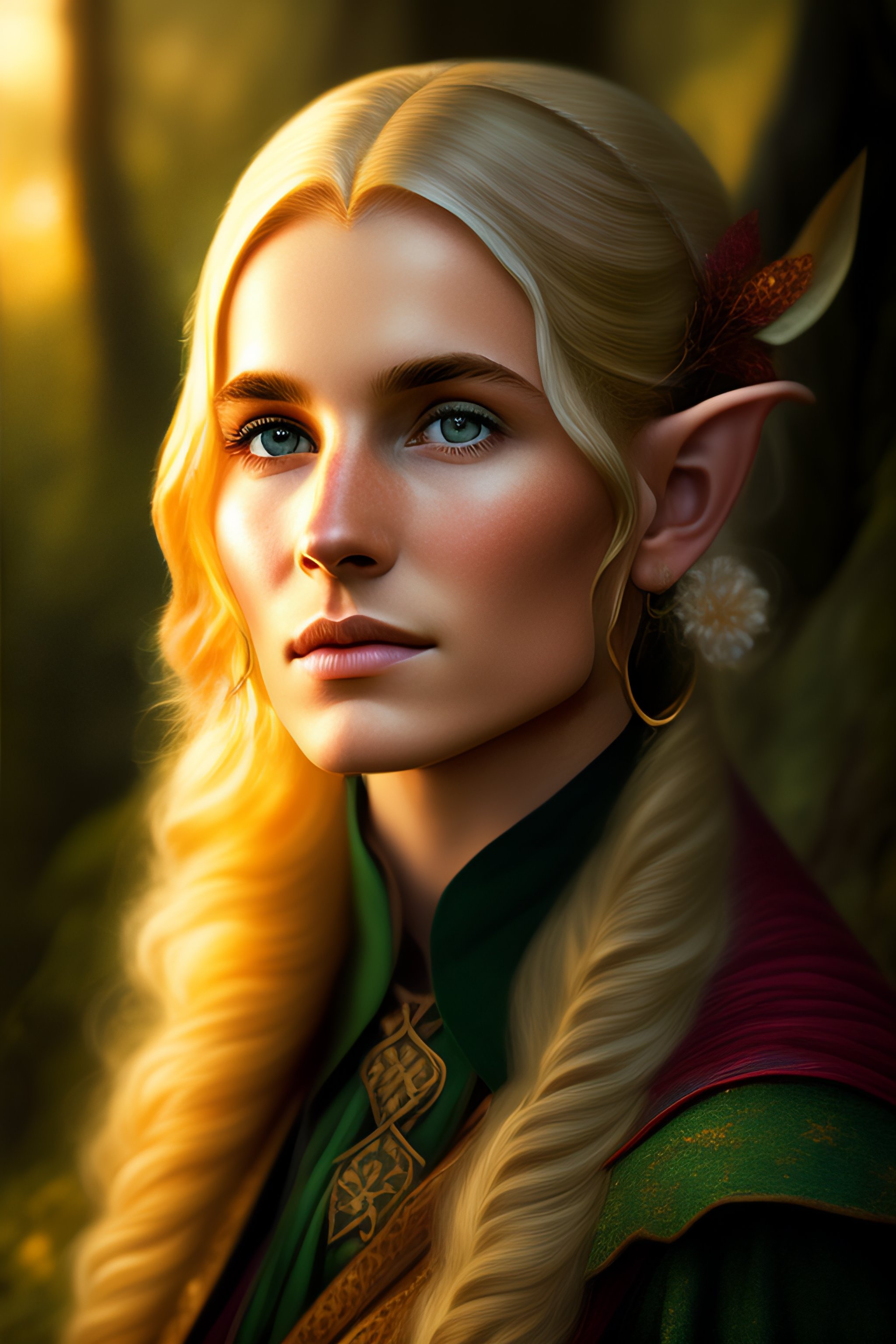 Lexica Portrait of a young elf in a JRR Tolkien universe, high