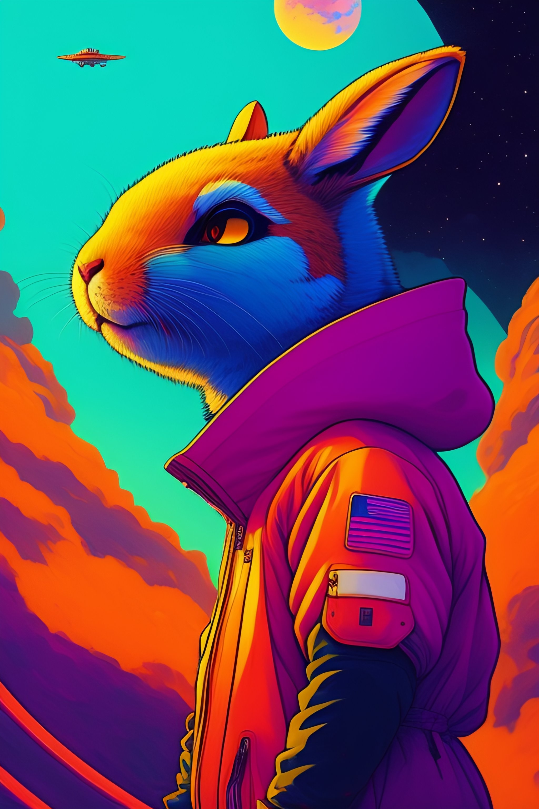 Lexica - Photo of a rabit monster in the space, style of laurie ...