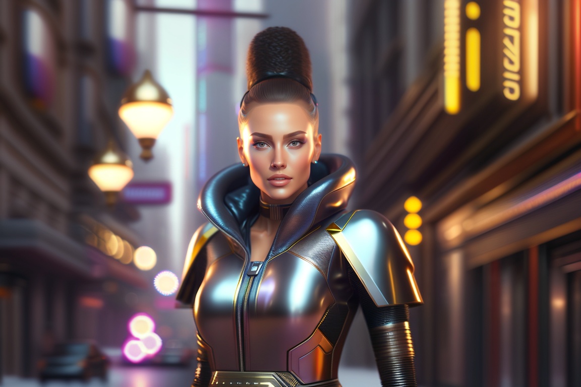 Lexica - Bladerunner. Female lovely looking walking. Futuristic ...