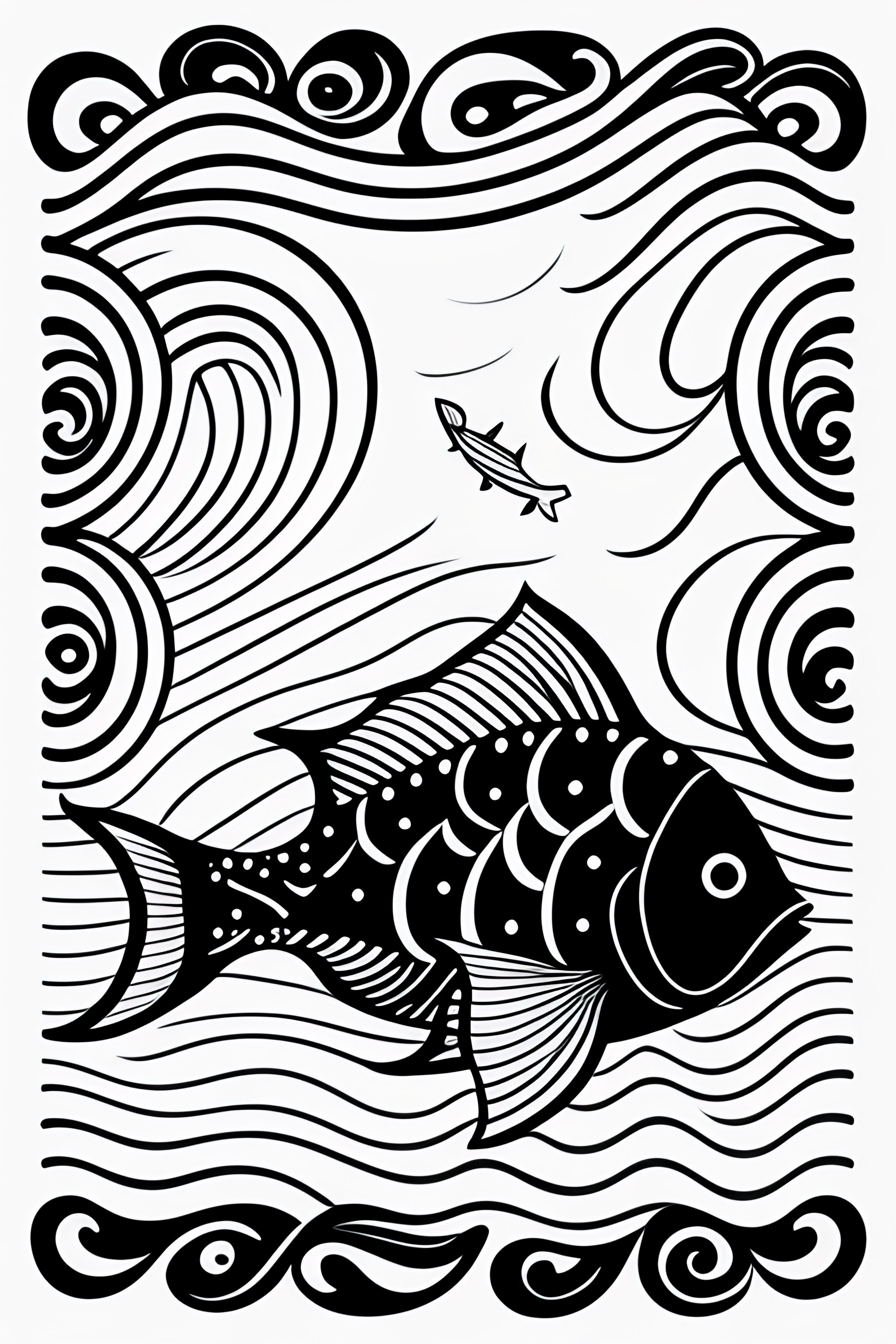 Lexica - Highly detailed vector image rectangle ocean fish monotone ...