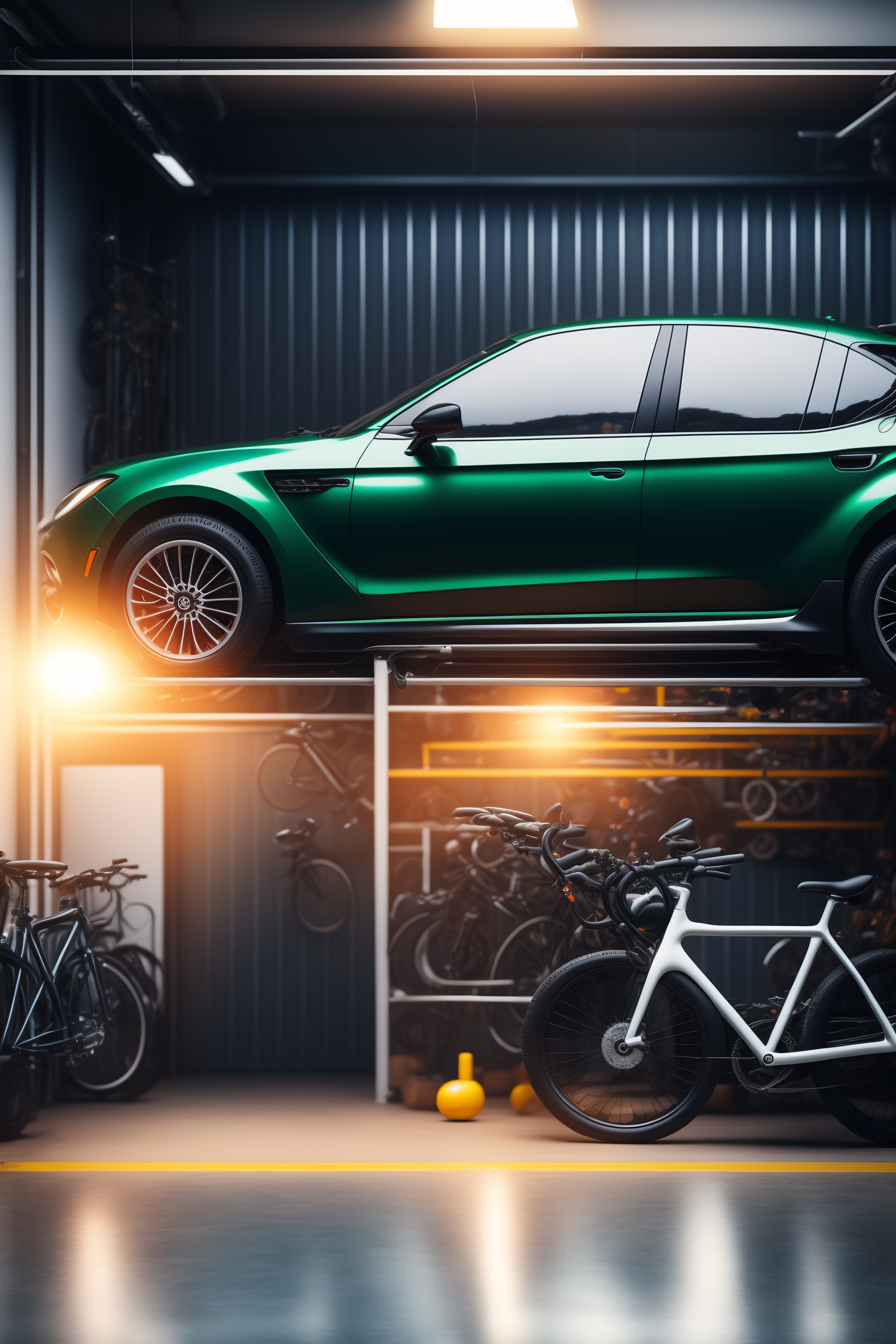 Lexica - Hosting servers in a garage with bikes, car,