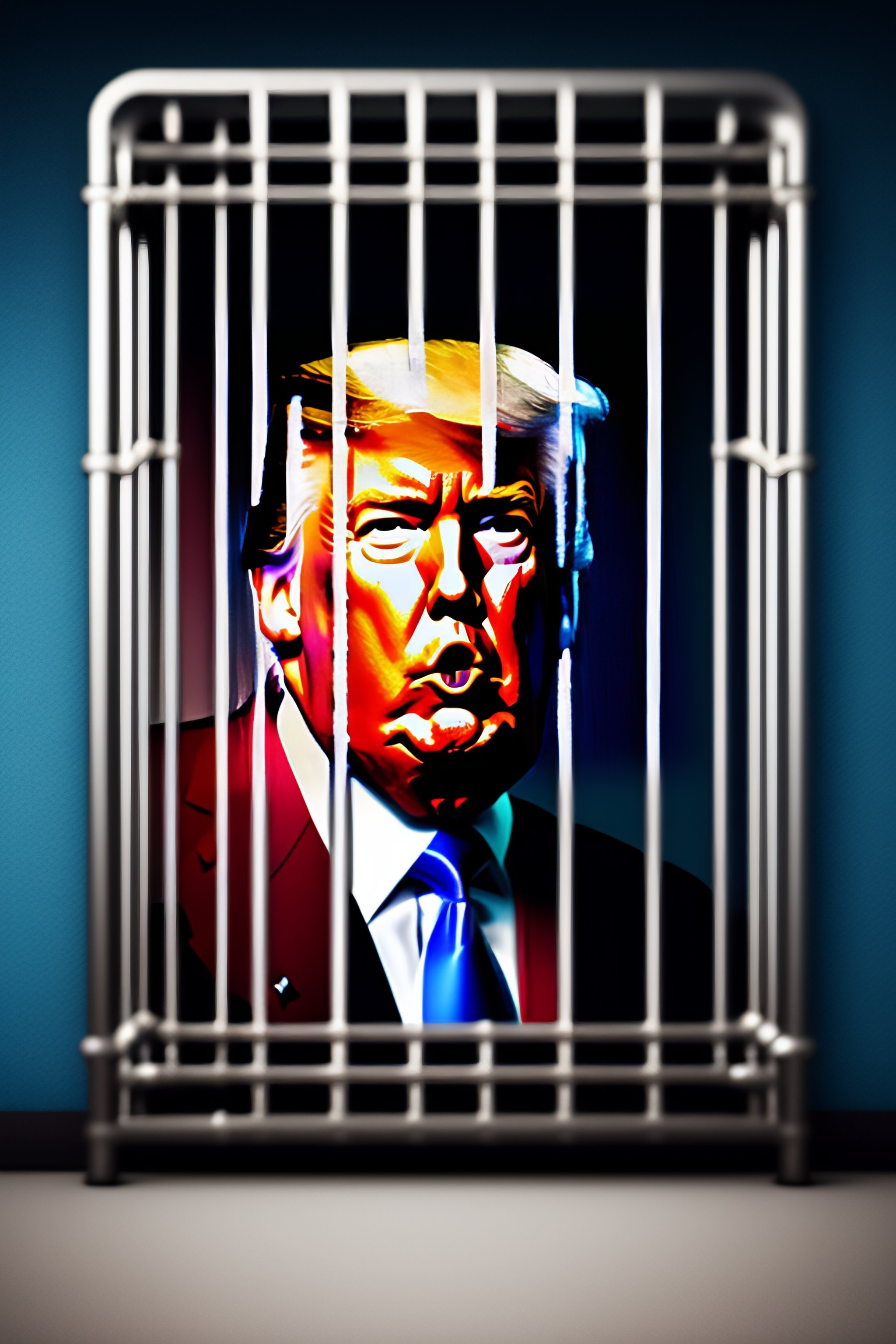 Lexica - Photo af mocking donald trump behind bars, realistic