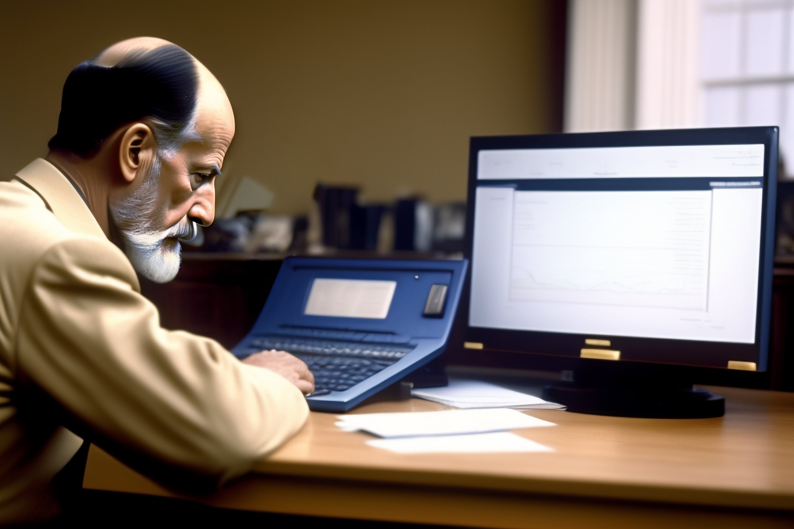 Lexica - Colored photograph of Sigmund Freud doing statistical analysis ...