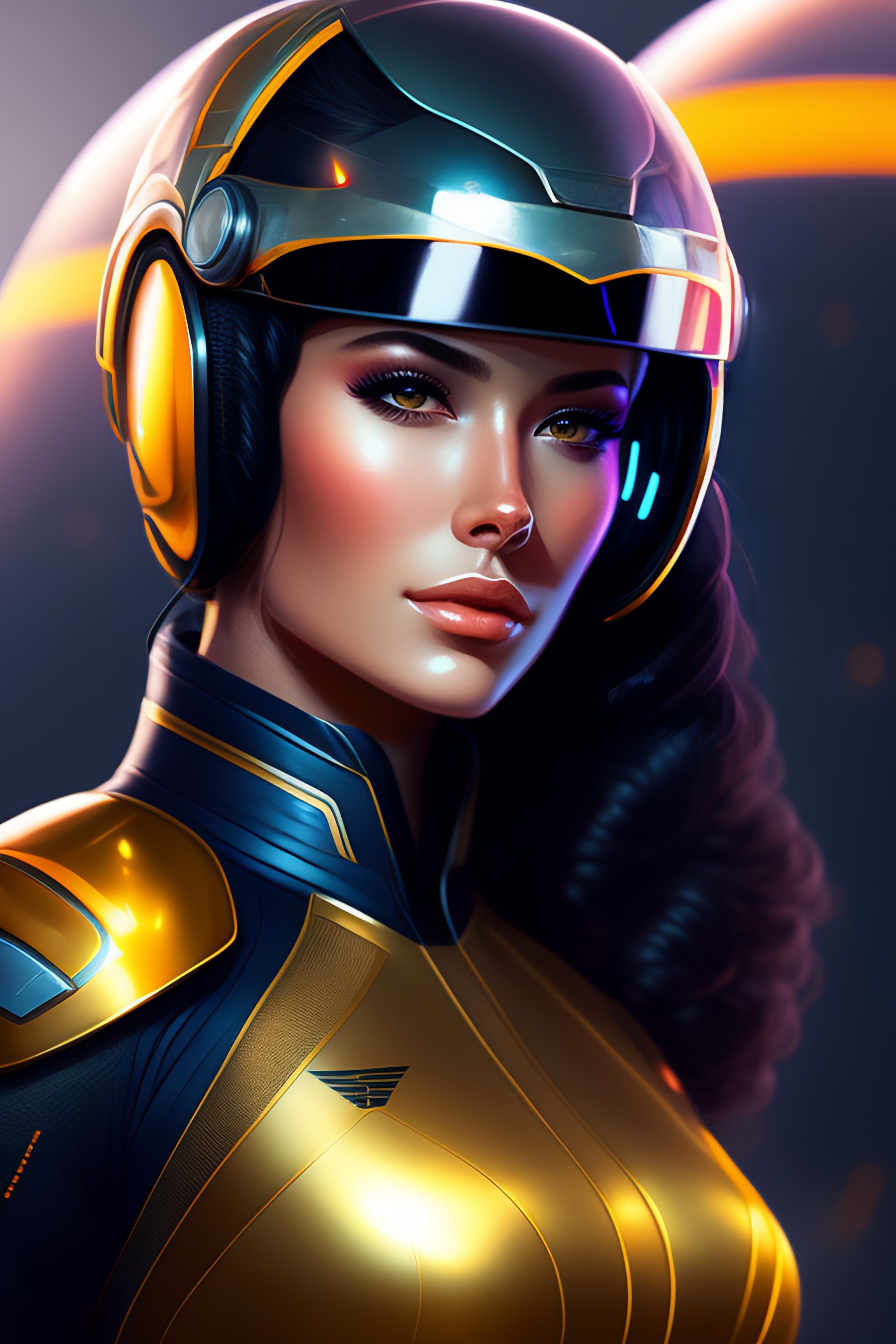 Lexica Portrait of girl, super hero pose, sci fi, jet pilot, tech