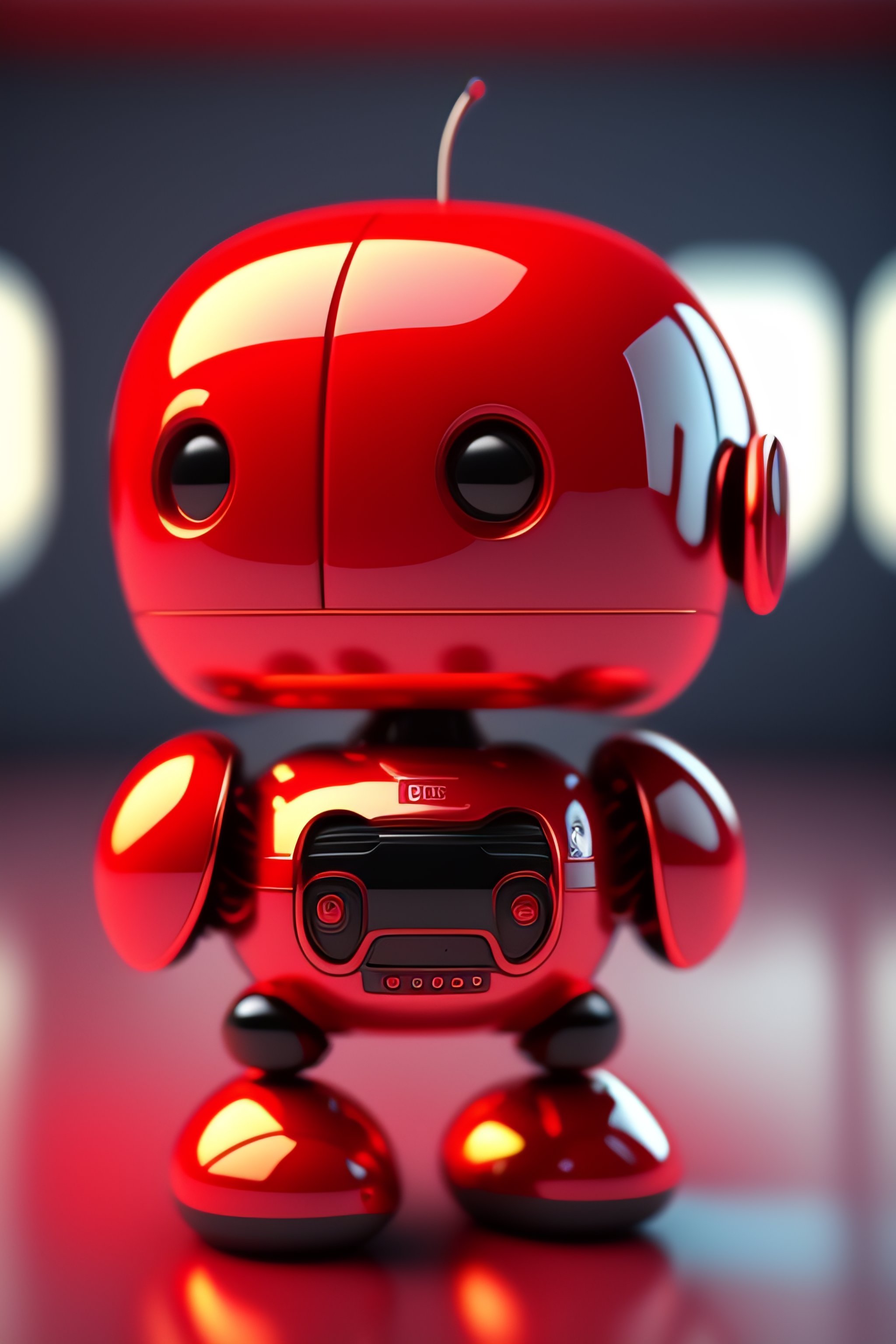 Lexica - Cute baby robot in a bright red room, high details, 3d render,