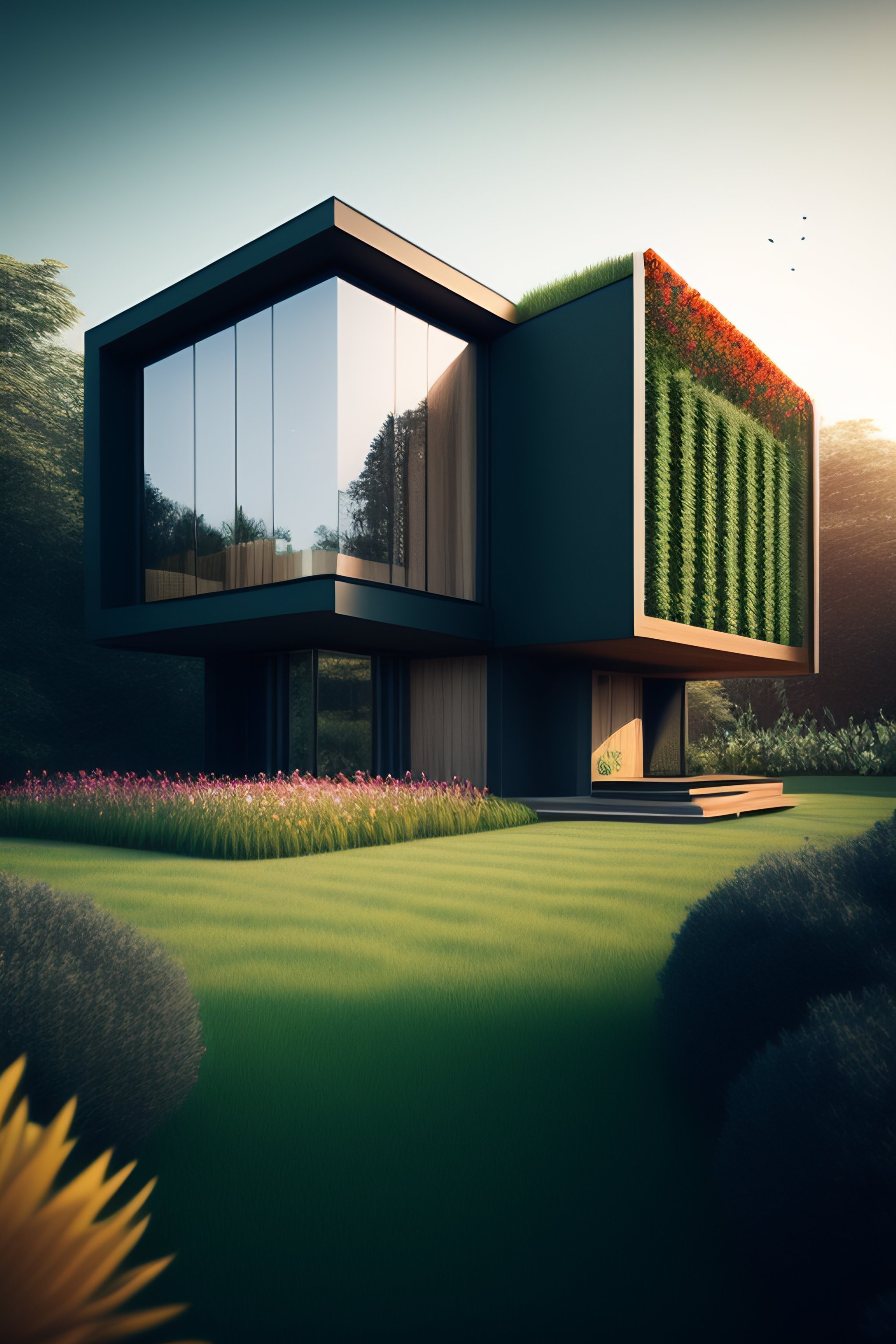 Lexica - Surreal modern house, lots of greenery and flowers, 8k render ...