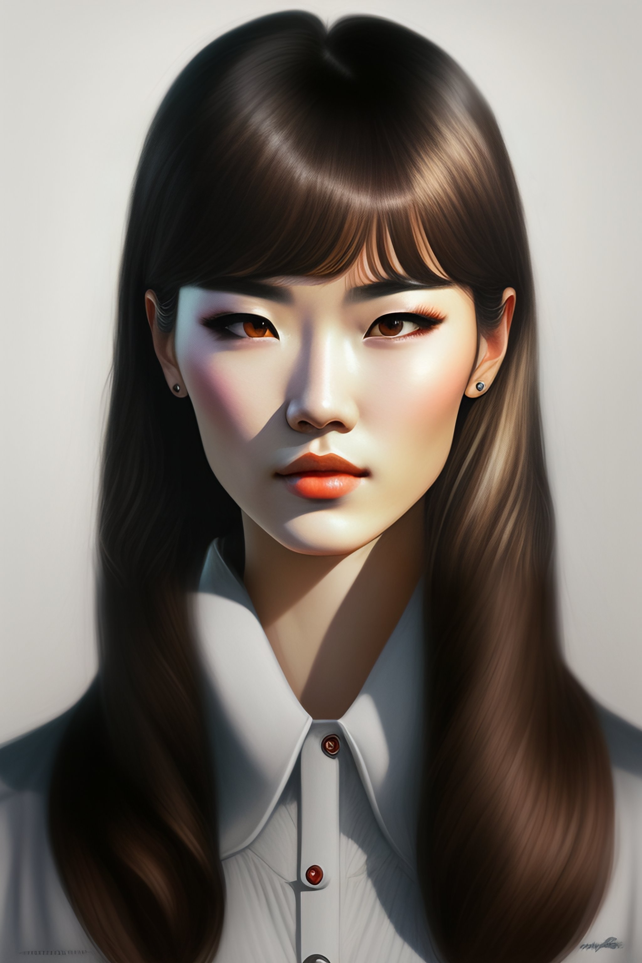 Lexica Drawing of polish girl with strong jawline, sharp eyes mid 80