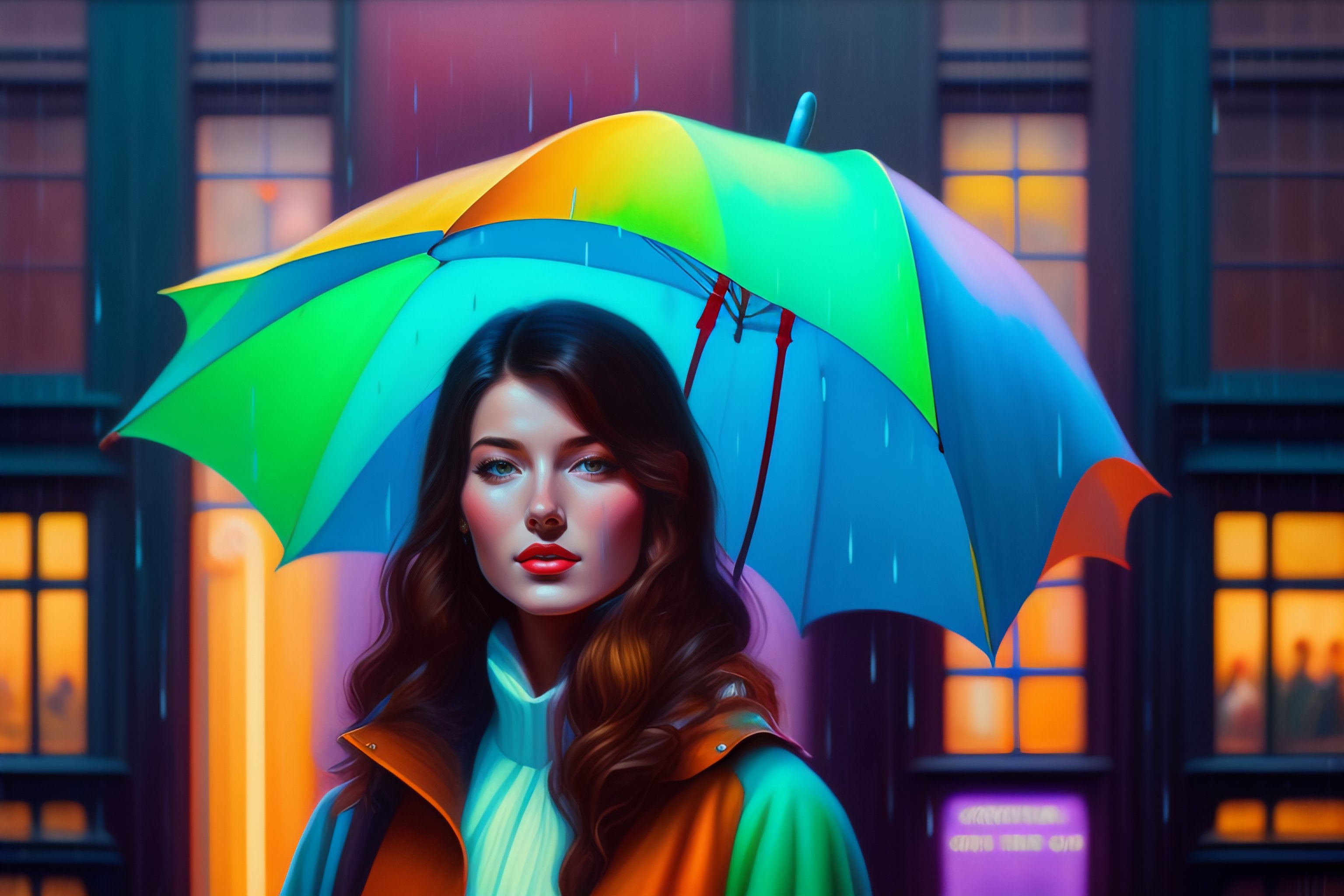 Lexica - An achingly beautiful print of a girl standing in the rain ...