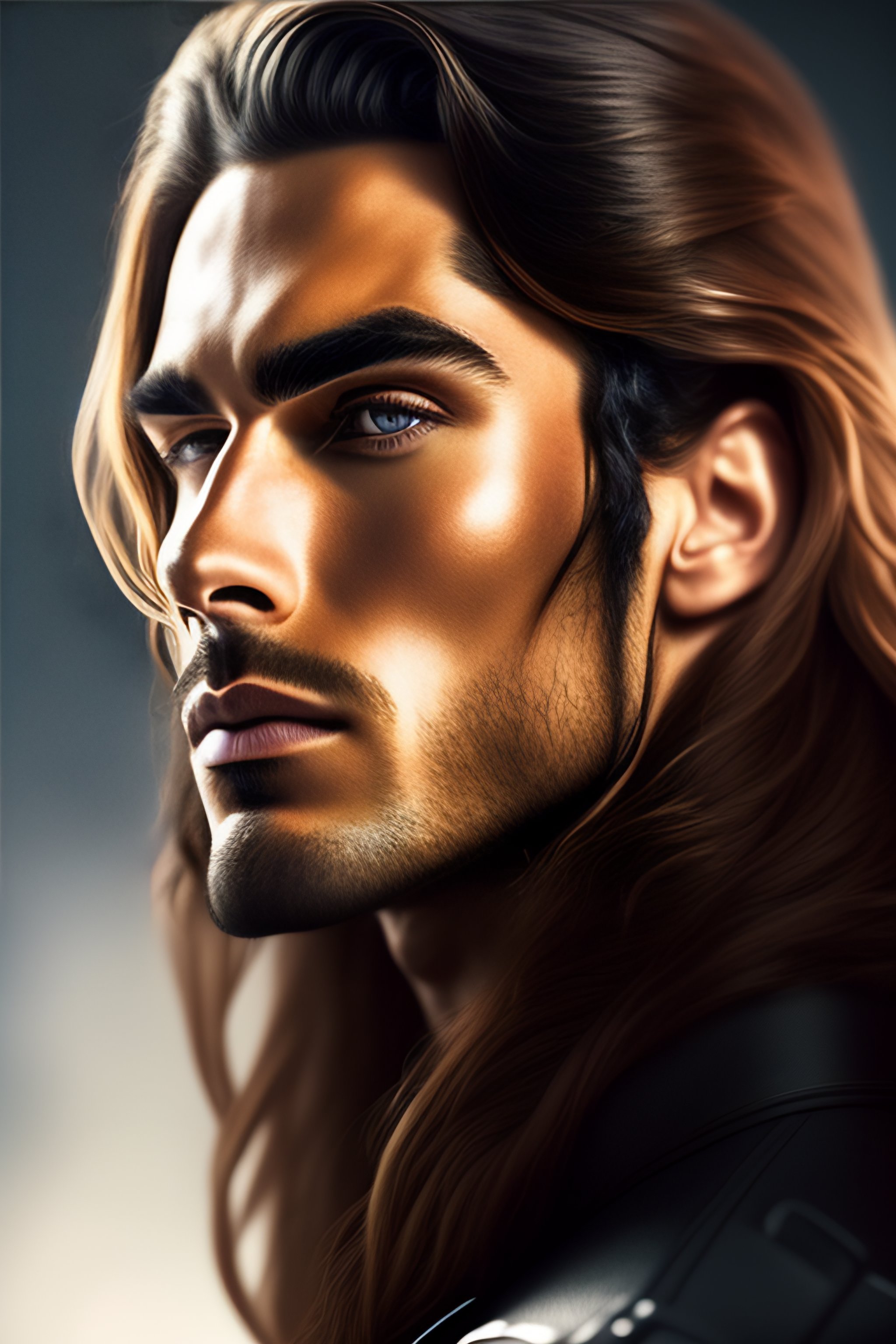 Lexica - Handsome man with long hair and a scar on brow