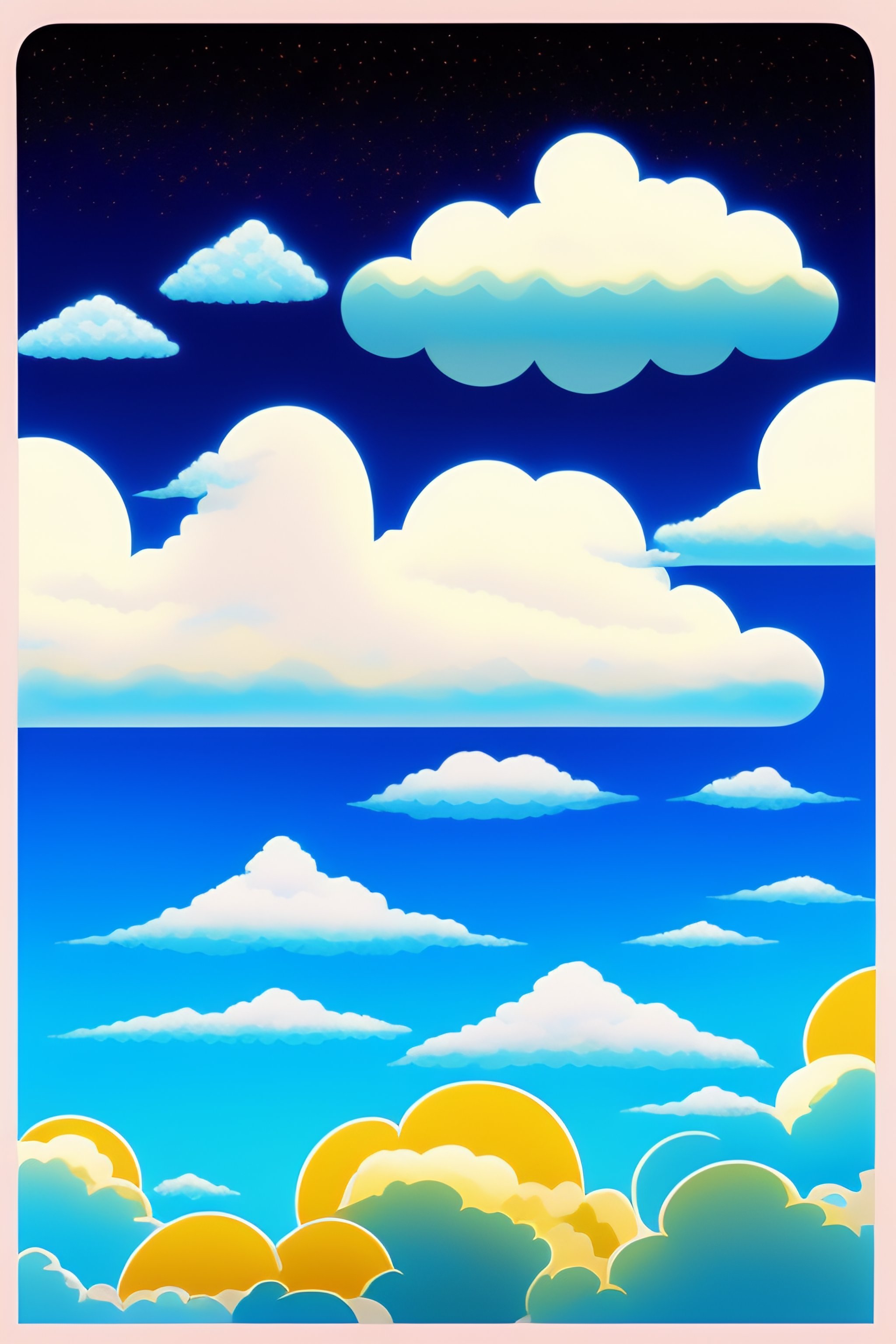 Lexica - Image of the sky with cloud platforms, illustration by ken ...