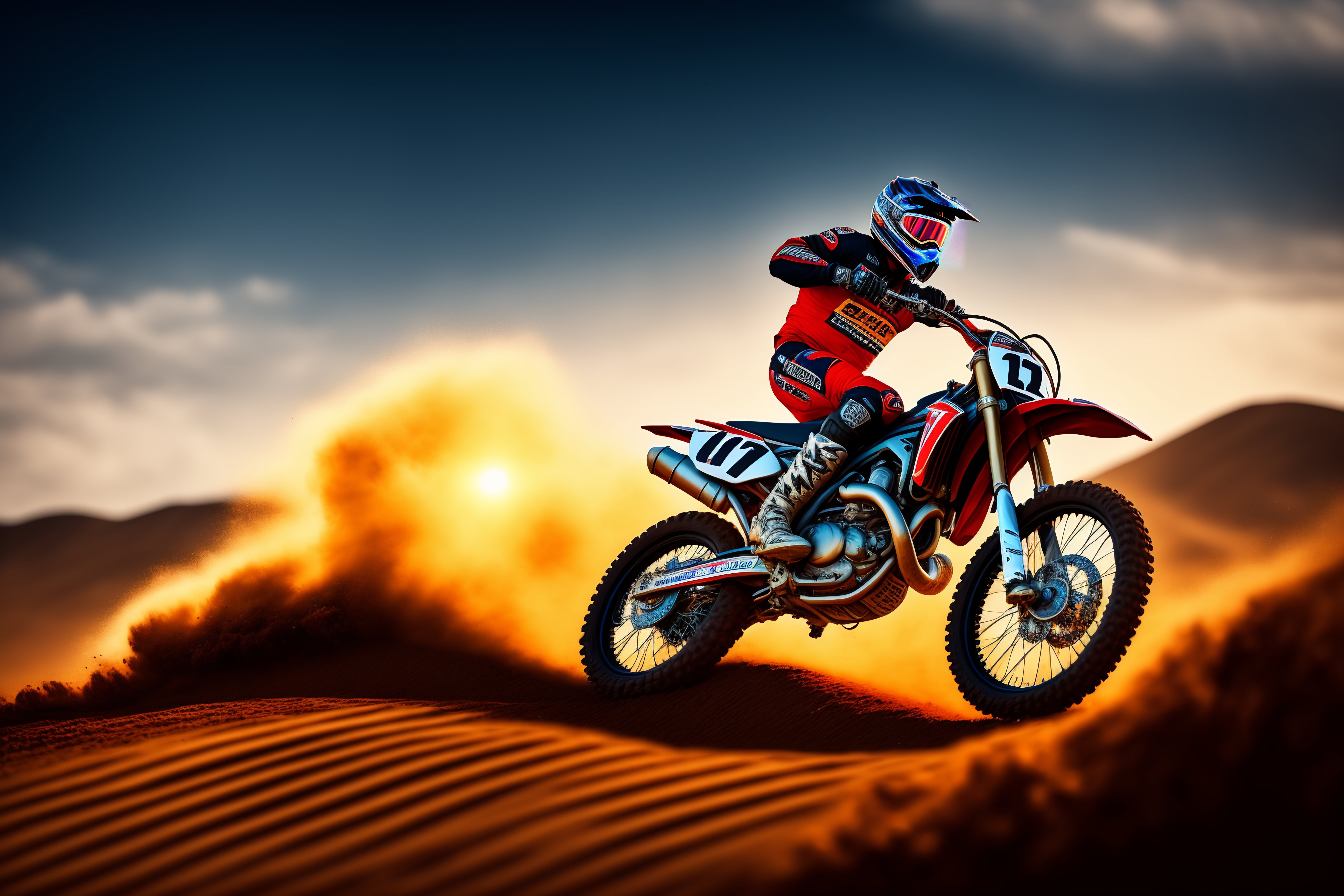 Lexica - Super strong guy doing motocross, intrincated details, jewerly ...