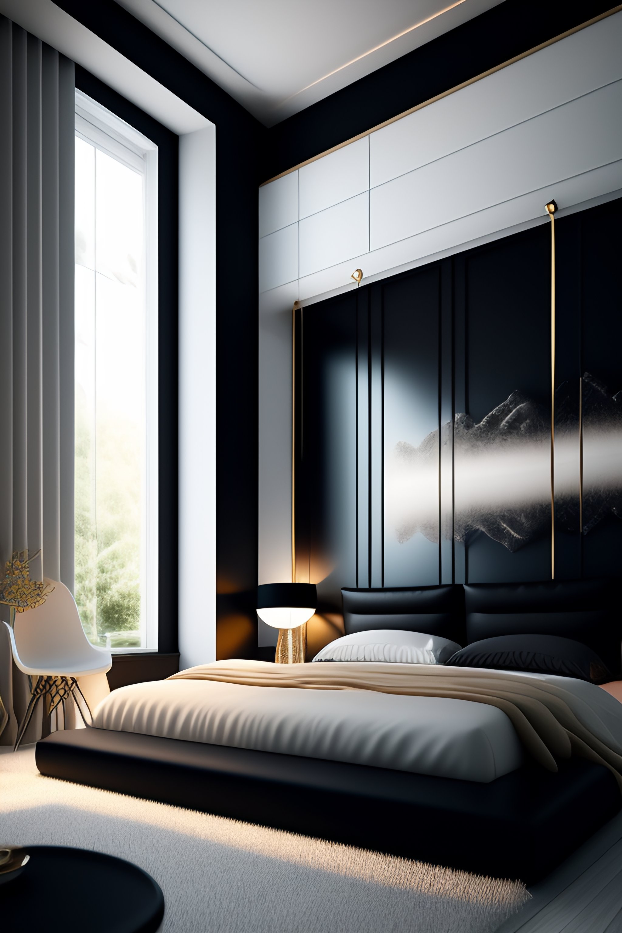 Lexica - Interior bedroom cartoon style black white