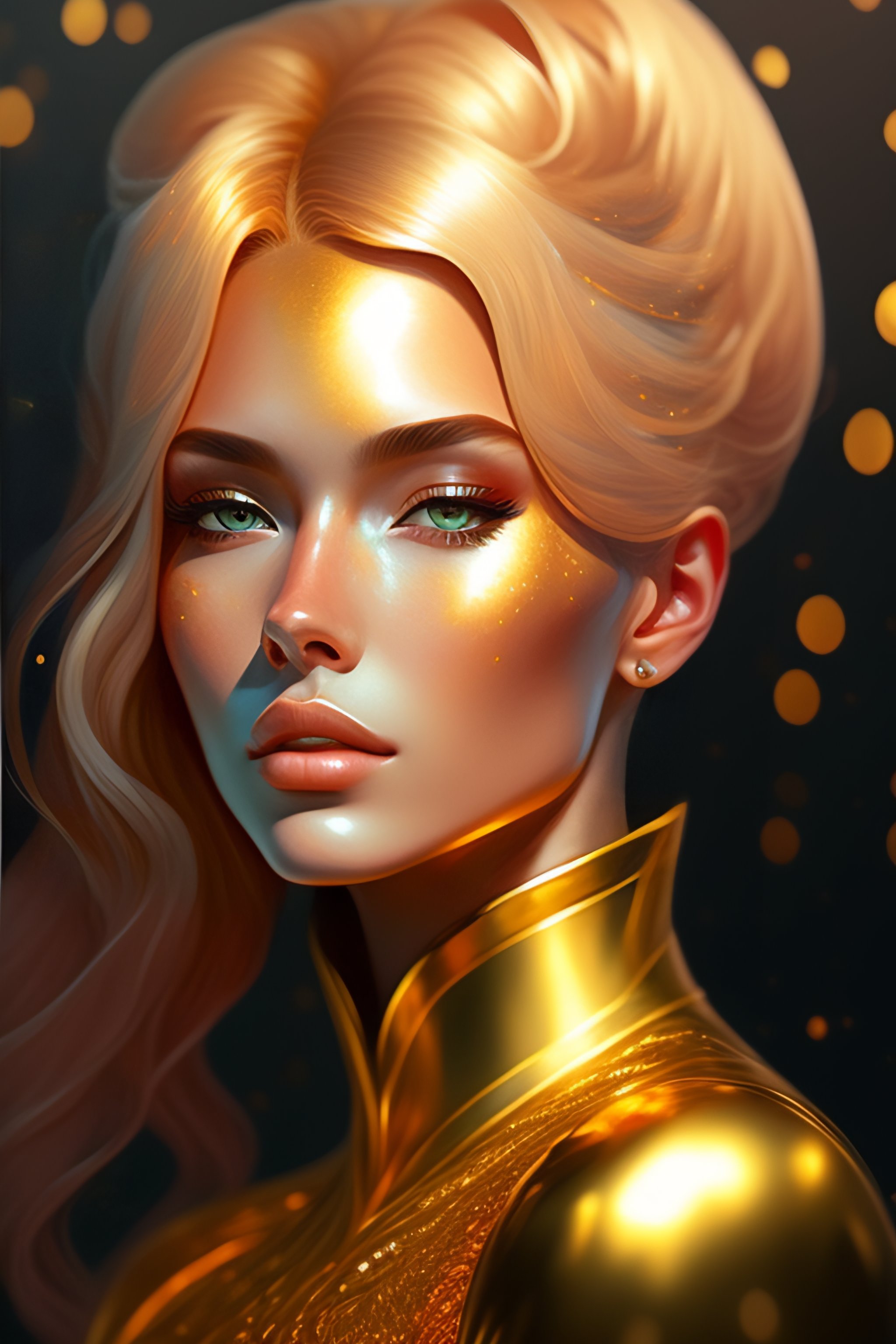 Lexica - Portrait, golden and copper shining armor, in the void, skinny ...