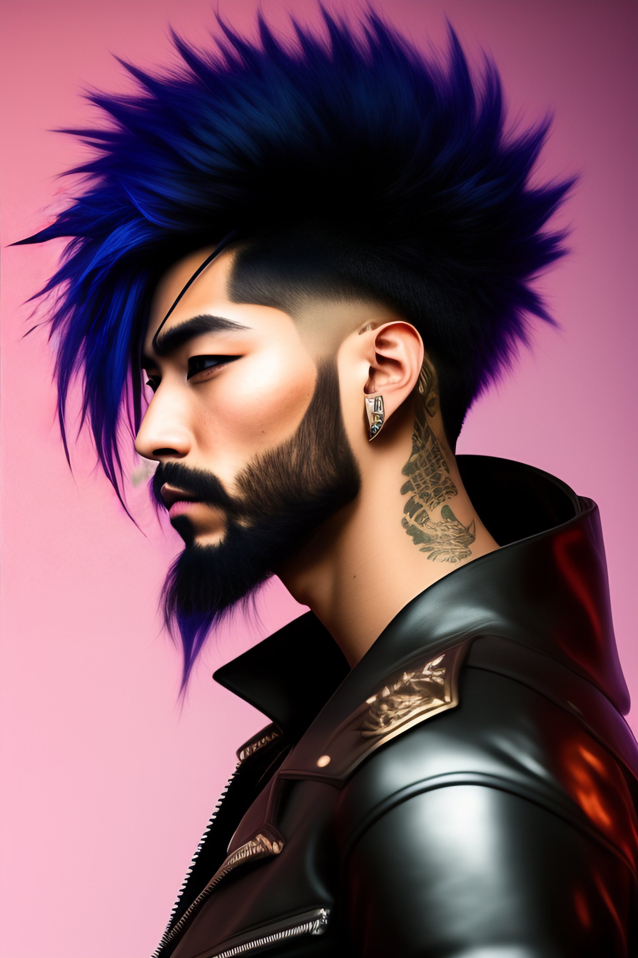 Lexica - Punk anime man with messy hair and short beard