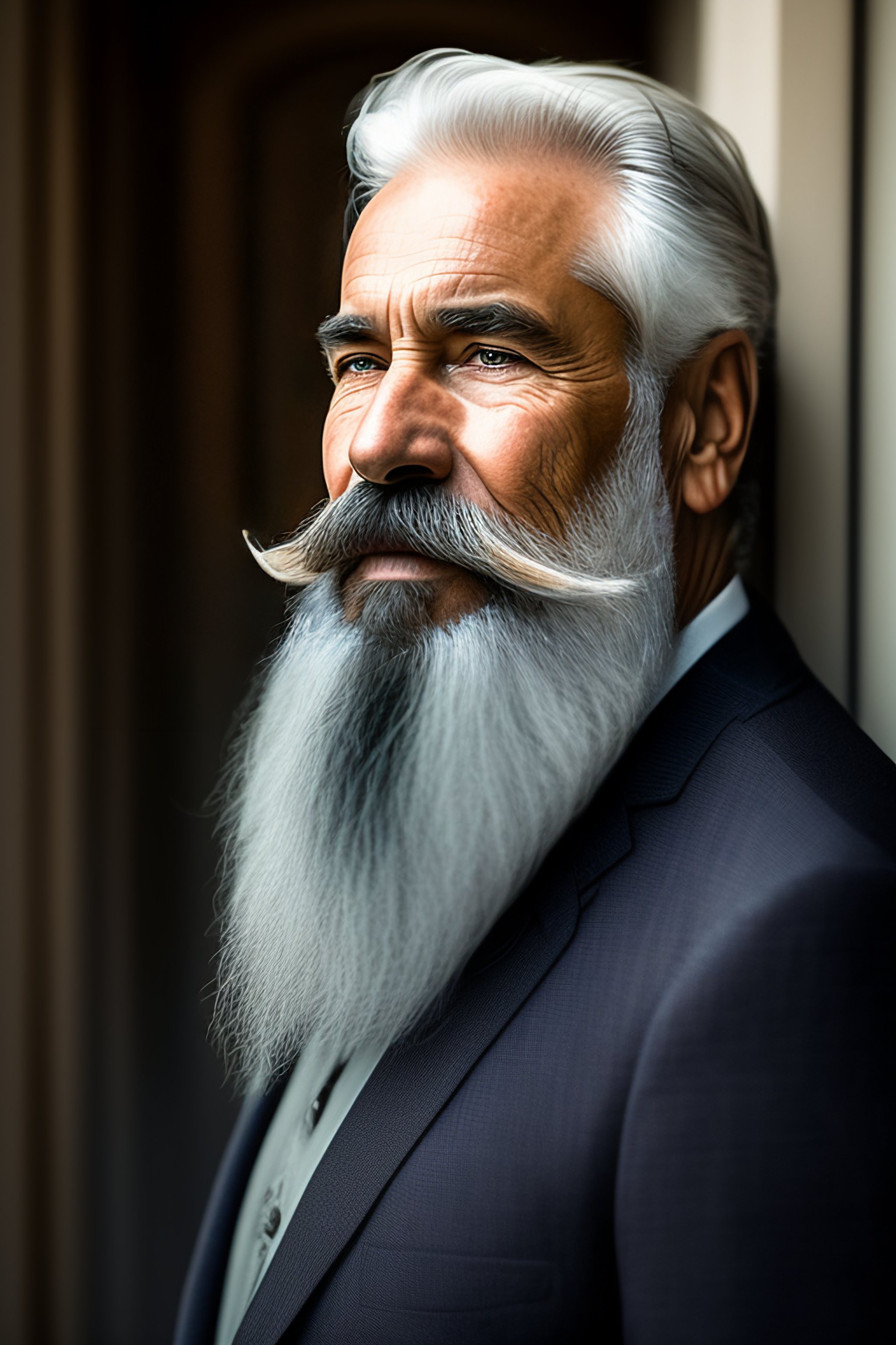 Handlebar Moustache With Beard