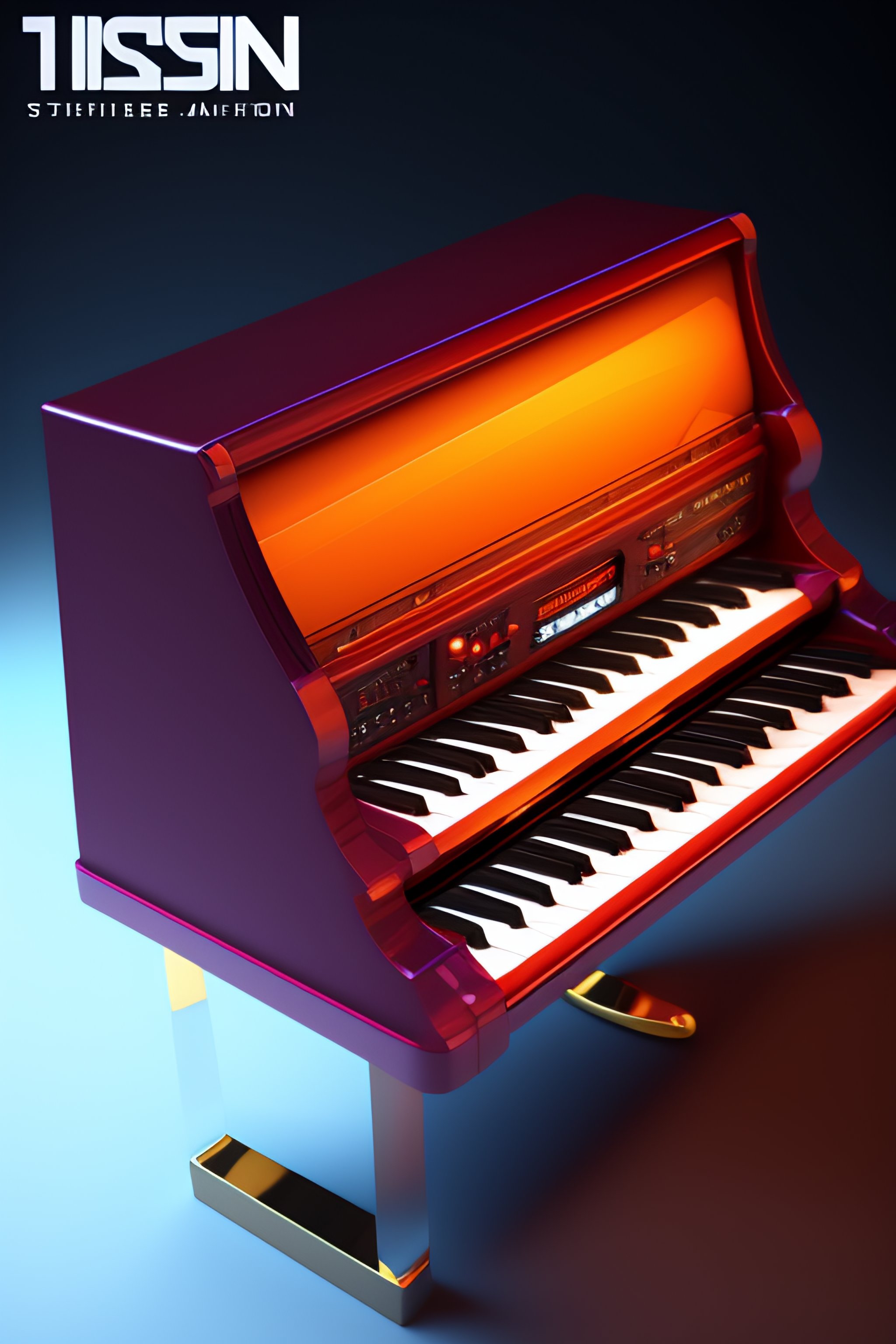 Lexica Lefthanded piano synthesizer, only keyboard, 3d isometric rendering, ambient occlusion