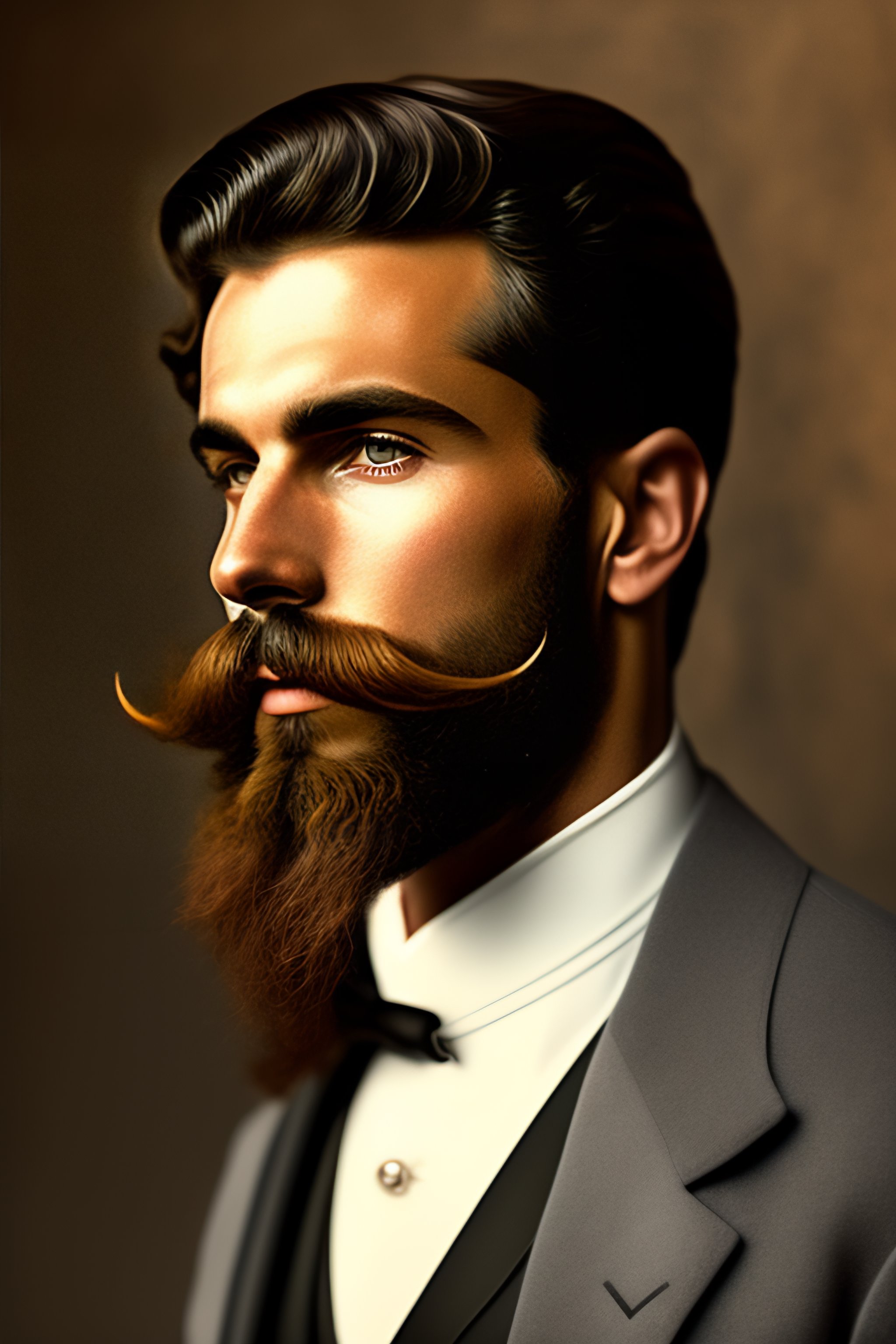 Lexica - Portrait of handsome young man with a long grey beard and ...