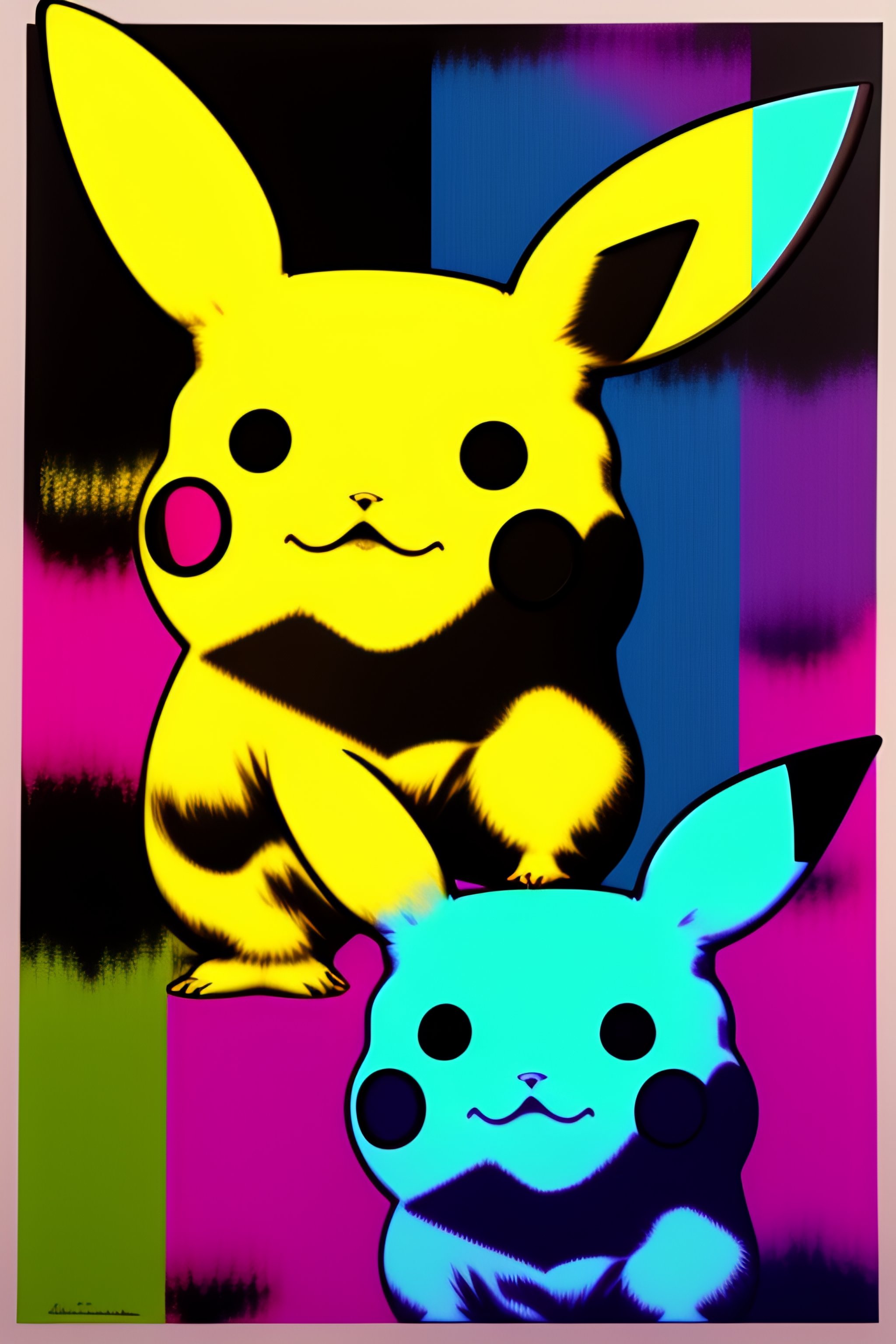 Lexica - Pikachu, warhol style, silkscreen, graphic, eroded,